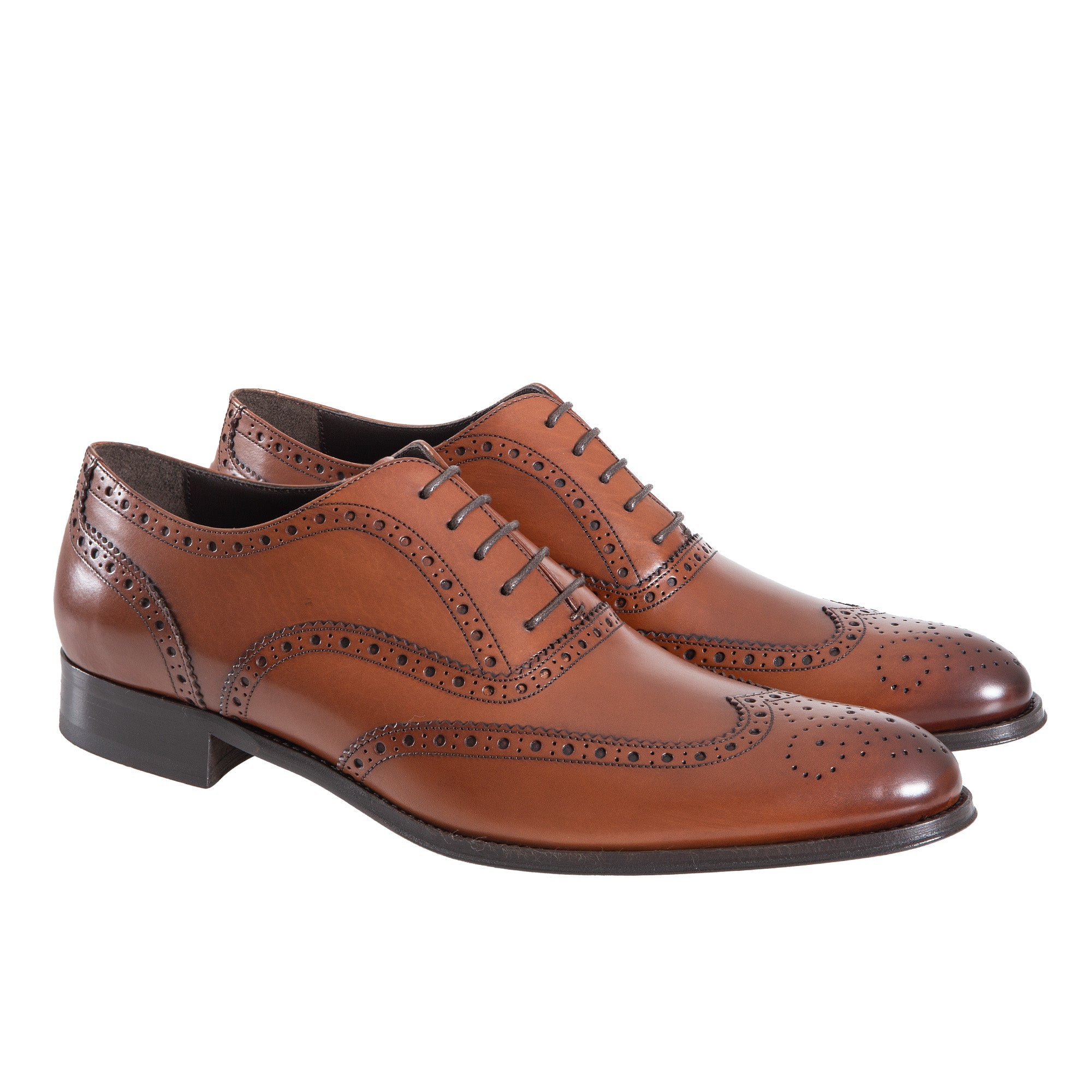HENRY SARTORIAL Men's Classic Brogue Oxford Dress Shoes in Walnut Brown - Perfect for Business, Formal Events & Weddings