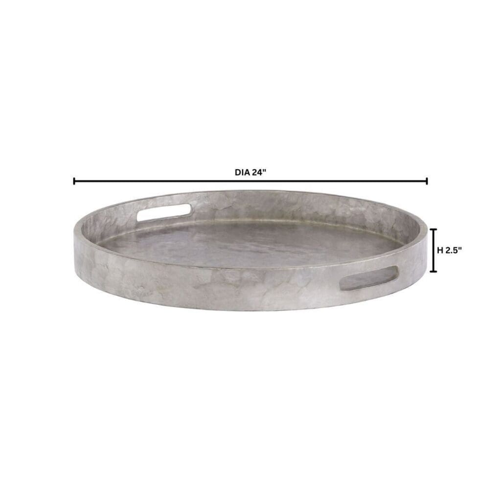 Cyan Design 11689 Triton 24 Inch Round Tray - Smoke Finish Large Decorative Serving Tray for Dining, Coffee Table, or Home Decor