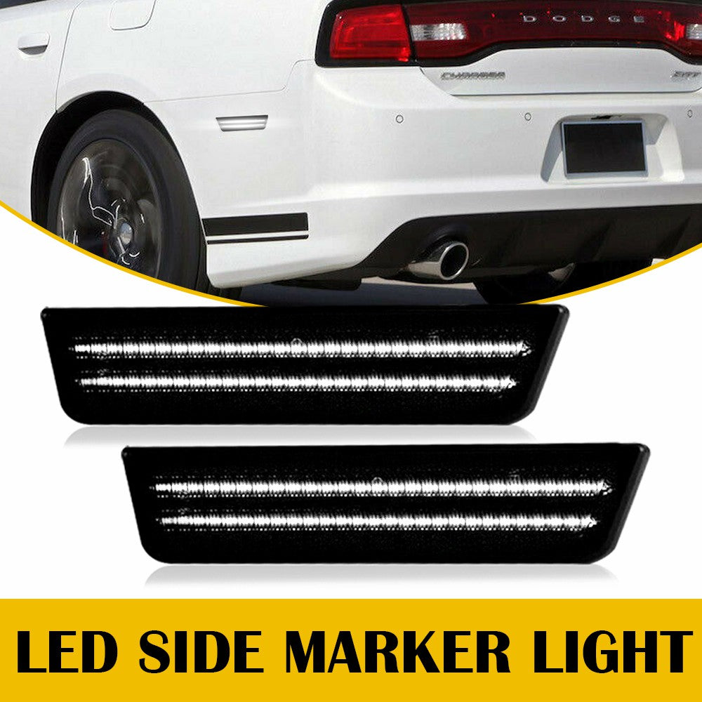 Bright LED Front & Rear Side Marker Lights for 2008-2014 Dodge Challenger & 2011-2014 Charger - Enhanced Visibility & Style for Night Driving & Car Customization