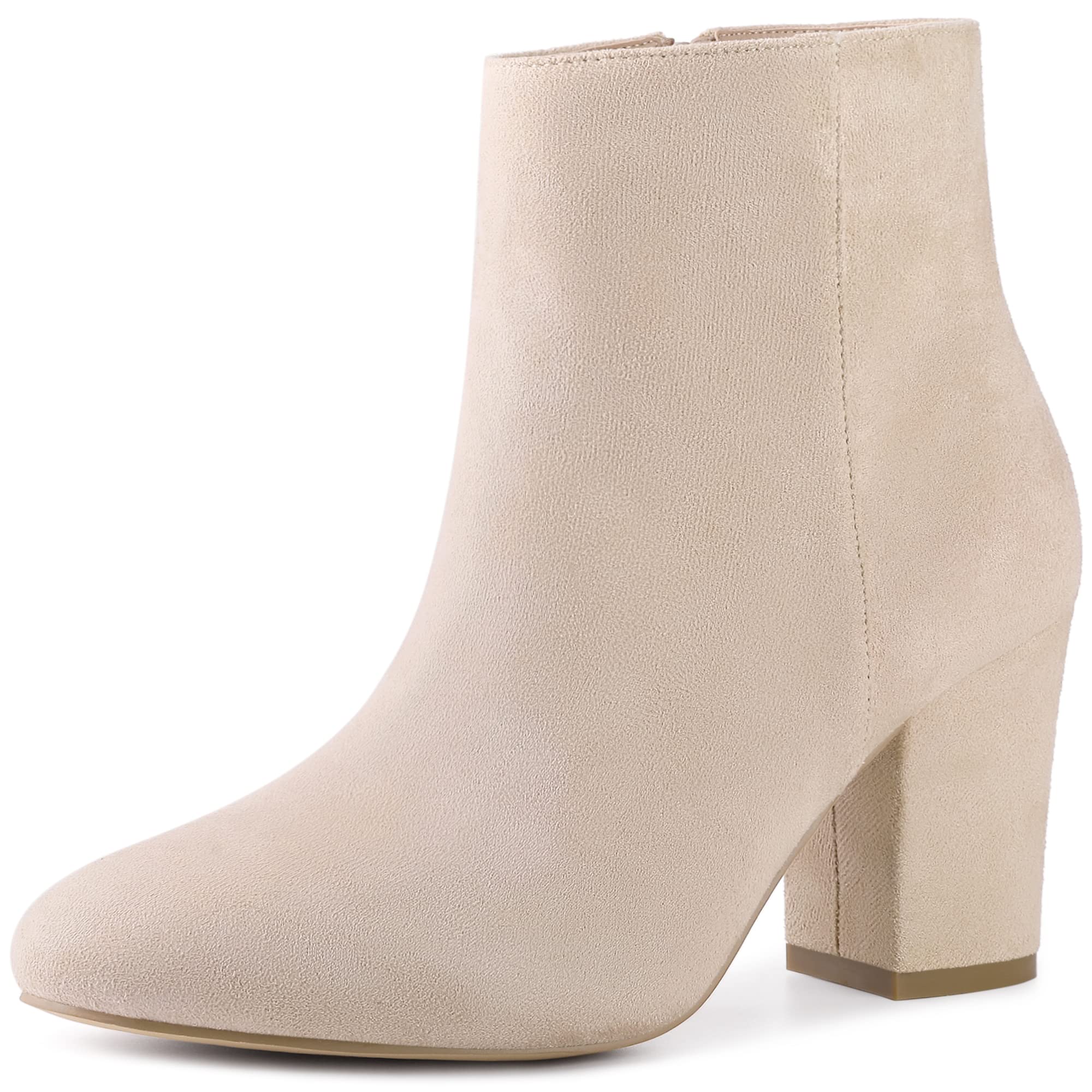 Perphy Women's Round Toe Chunky High Heel Ankle Boots - Comfortable Fashion Booties for Casual Outfits, Office Wear & Date Night