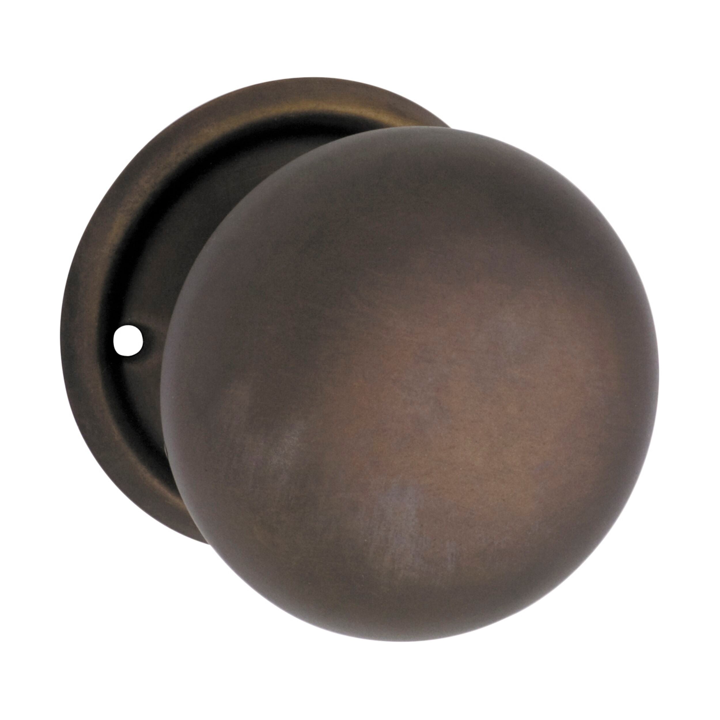 Antique Brass Round Plain Door Knob Set - 0853 Rose Pair (D54xP53mm BP54mm) - Perfect for Vintage Home Decor, Bedroom & Bathroom Doors