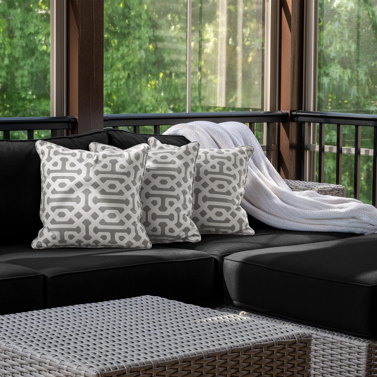 Patelai 11-Piece Outdoor Patio Cushion Slipcovers Set - Waterproof Replacement Covers for Sectional Sofa, Furniture & Couch (3 Sizes, Black) - Perfect for Backyard, Deck, Poolside & Garden Relaxation