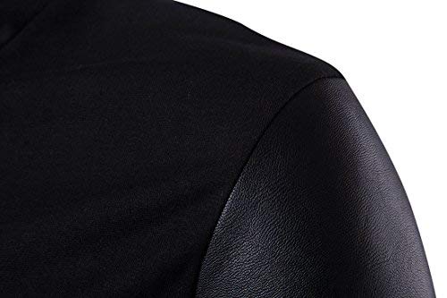 Men's Knitted Cardigan Sweater with Faux Leather Sleeves - Stylish Winter Jacket for Casual Wear & Outdoor Activities