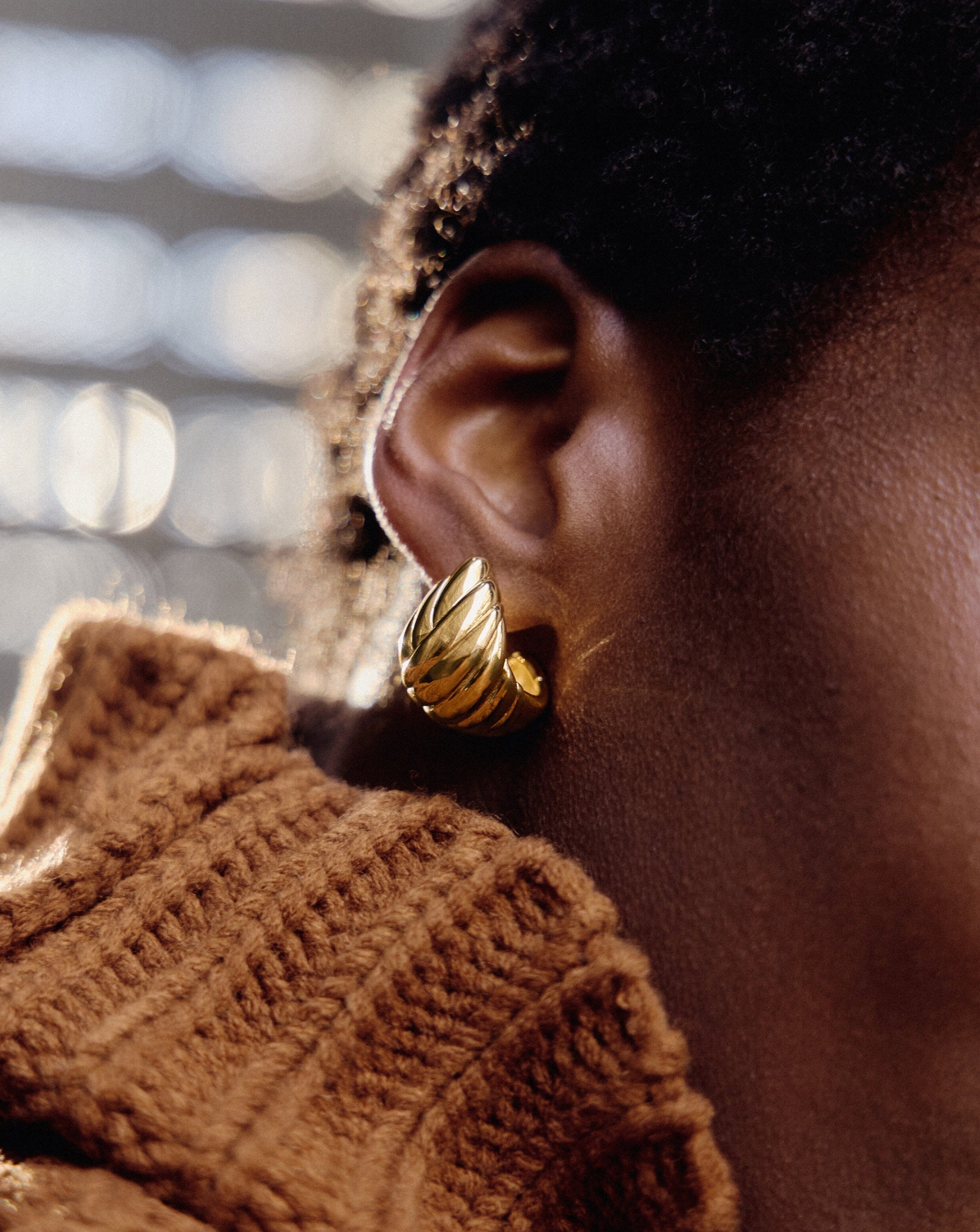 Rouje Lucia Dome Hoop Earrings - 18k Gold Plated Elegant Dangle Earrings for Women | Perfect for Parties, Weddings & Everyday Wear