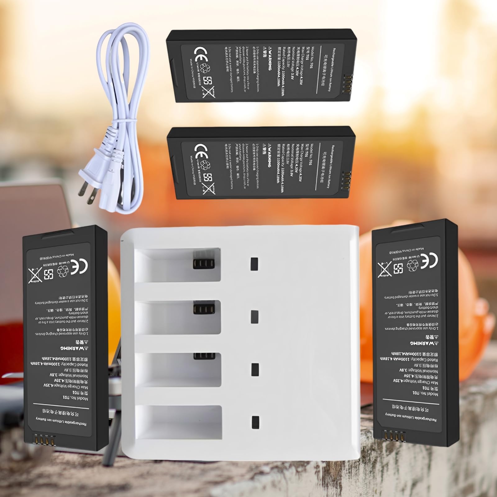 DJI Tello & Tello Edu Replacement Battery & Fast Charger Set - 4 x 1100mAh High-Capacity Batteries with AC Power Quick Charger - Perfect for Extended Flight Time, Drone Training & STEM Education Activities