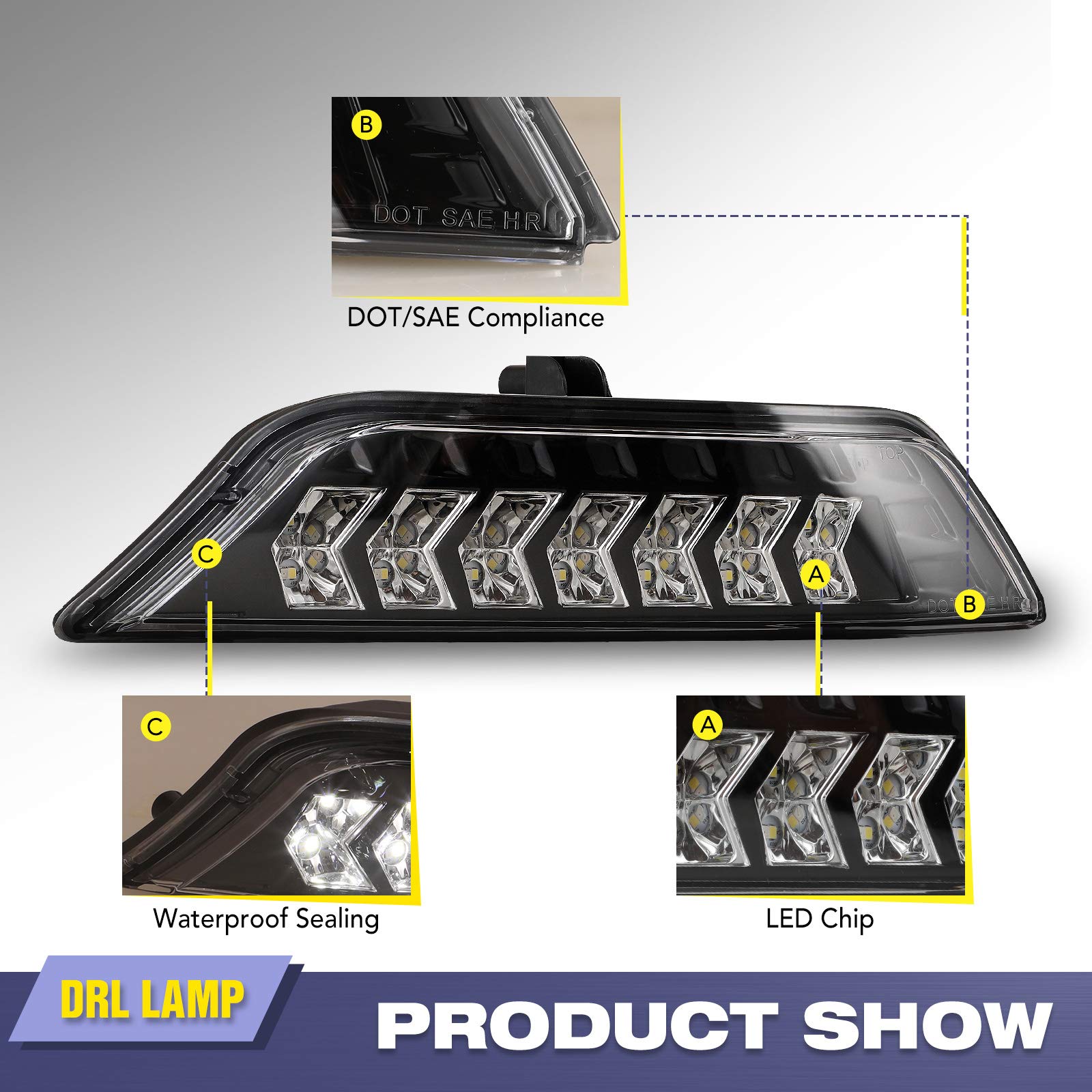 AUTOWIKI LED Turn Signal Lights for 2015-2017 Ford Mustang - Dynamic Sequential Turn Signals & DRL Lights (2PCS) - Upgrade Your Ride with Enhanced Visibility & Style