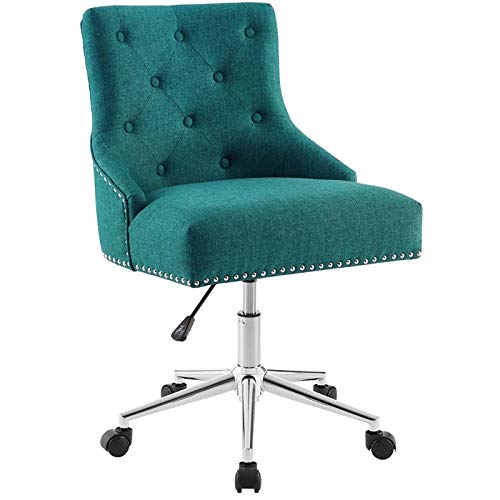Scranton & Co Teal Button Tufted Upholstered Swivel Office Chair - Ergonomic Desk Chair for Home Office & Executive Workspaces