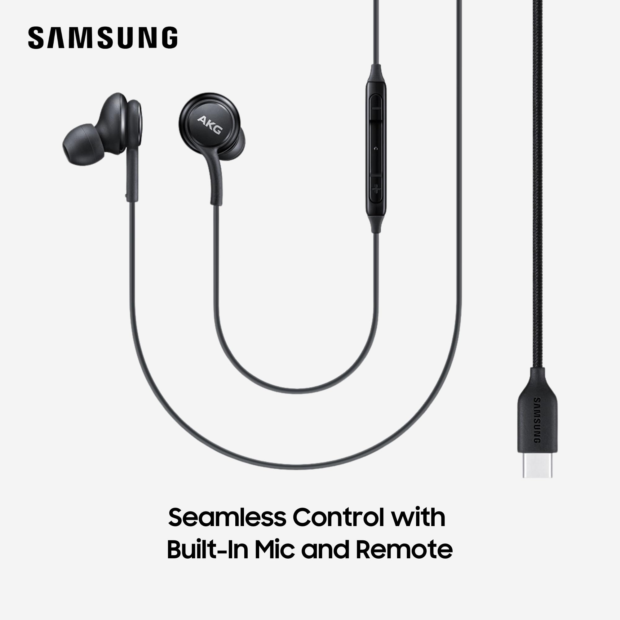 Original AKG USB-C Earbuds for Samsung Galaxy S24 Ultra/S23/S22/S21/Note 10 & iPhone 15 Pro Max - Noise Isolating In-Ear Headphones with Mic & Remote Control - Perfect for Workouts, Commuting & Gaming (Black)