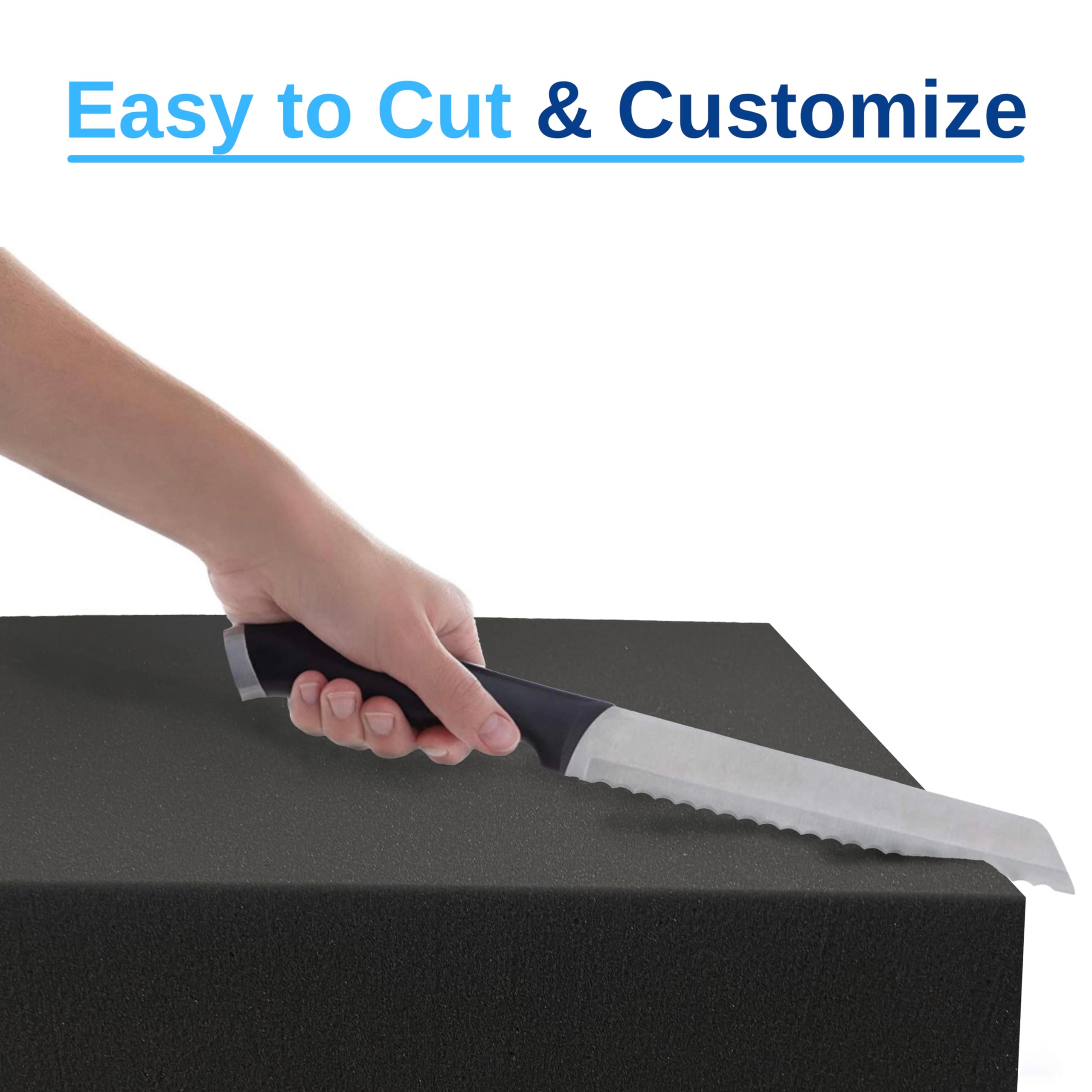 FoamRush 6x24x72 Inch High Density Charcoal Upholstery Foam Cushion - Premium Seat Padding for Sofa, Wheelchair & Chair Replacement - Made in USA - Perfect for Home Furniture, DIY Projects & Office Seating
