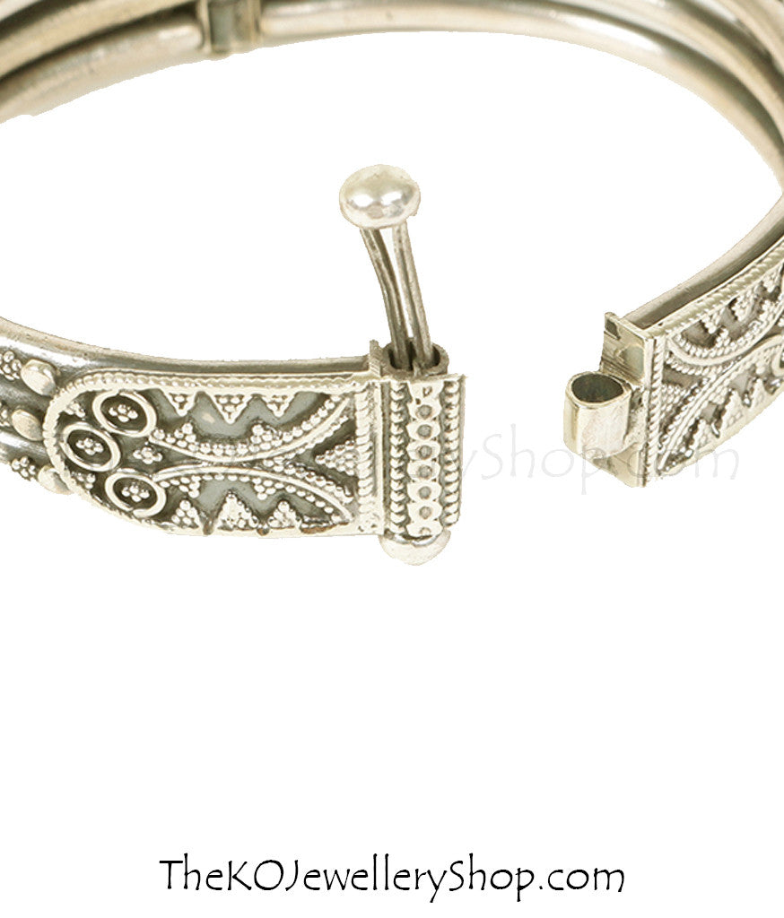 Chirag Silver Bracelet for Women - Adjustable 3-Line Design (Size 2.6