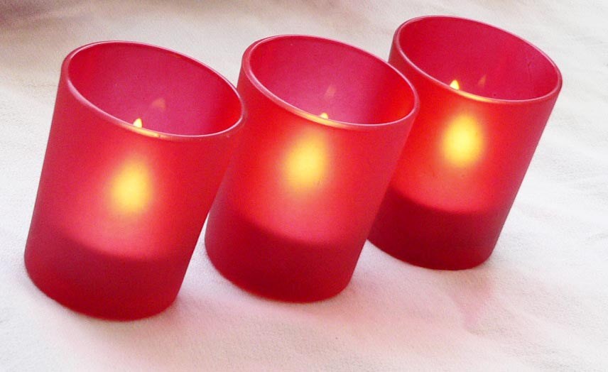 10 Pack Red Frosted Glass Votive Tealight Candle Holders - Valentine's Day, Christmas, Wedding, Party Decor - Elegant Glass Candlesticks for Bridal Showers, Baby Showers & Romantic Home Decor