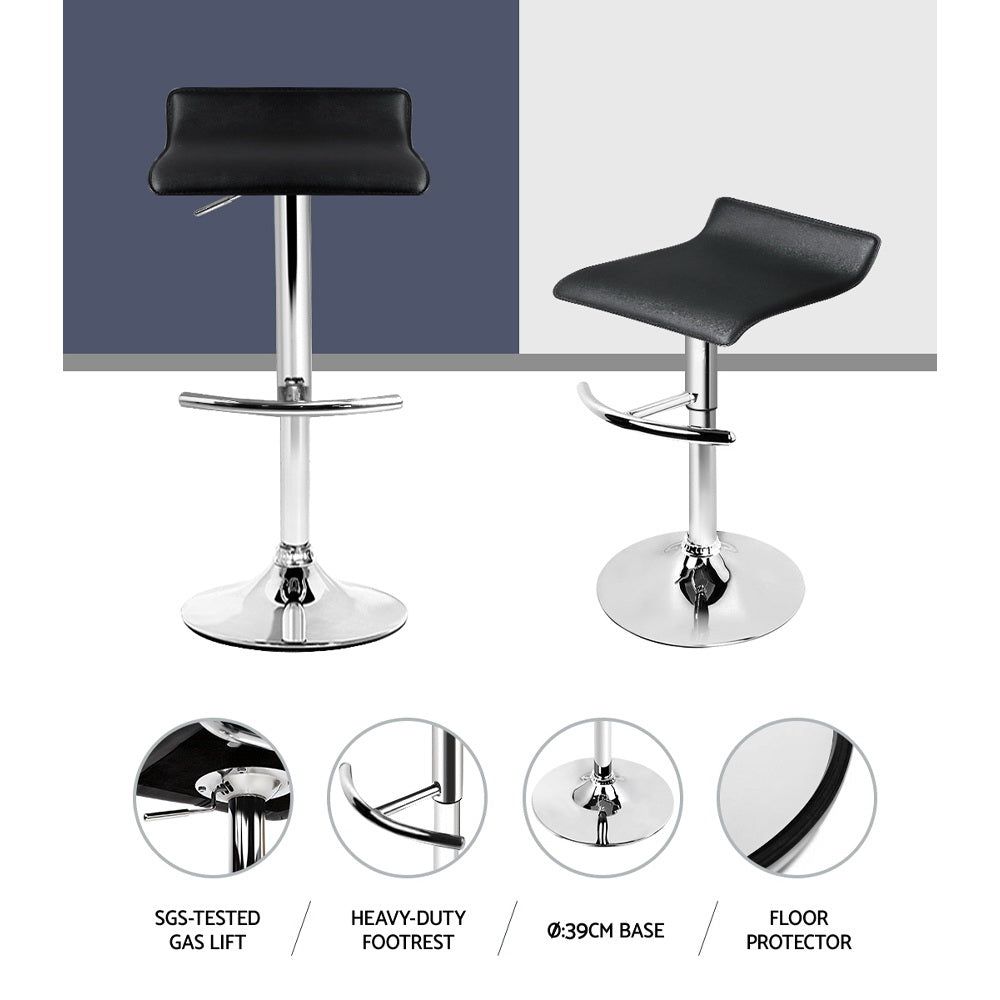 Adjustable Height 4-Piece Bar Stool Set with Gas Lift Mechanism - Black Counter Stools for Kitchen Island, Dining Room & Home Bar
