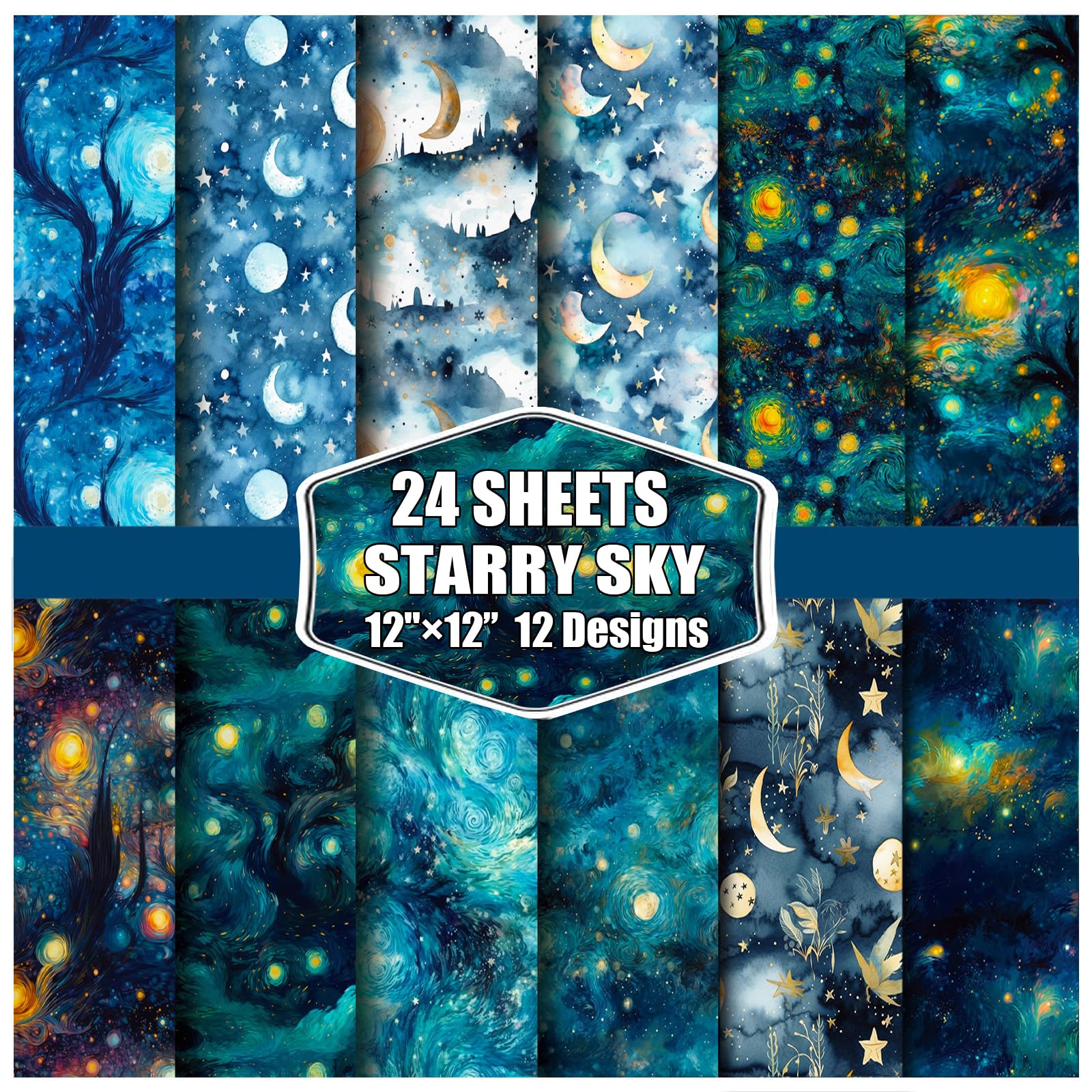 Galaxy Pattern Scrapbook Paper 12x12 Inch (30x30cm) - Starry Sky Specialty Cardstock for Scrapbooking, Junk Journal, Card Making & Decoupage - Premium Designer Paper Pads for DIY Crafts & Memory Albums