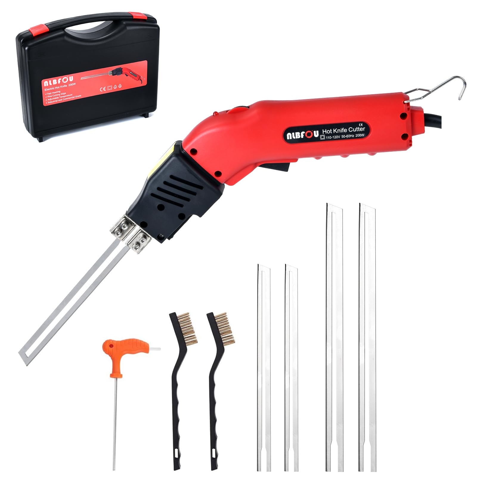 Electric Hot Knife Foam Cutter - 200W Air Cooled Styrofoam Cutting Tool with 4 Blades for XPS, EPS, EPP, EVA, EPE, KT Board, PU & Sponge - Perfect for DIY Crafts, Model Making & Packaging Projects