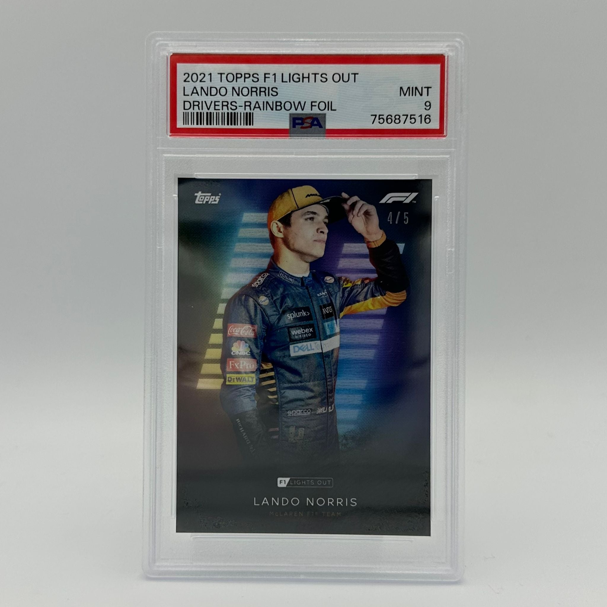 PSA 9 Lando Norris 2021 Topps Chrome Formula 1 F1 Drivers Rainbow Foil Parallel Card #4/5 - Rare Collectible for F1 Racing Fans & Sports Memorabilia Enthusiasts