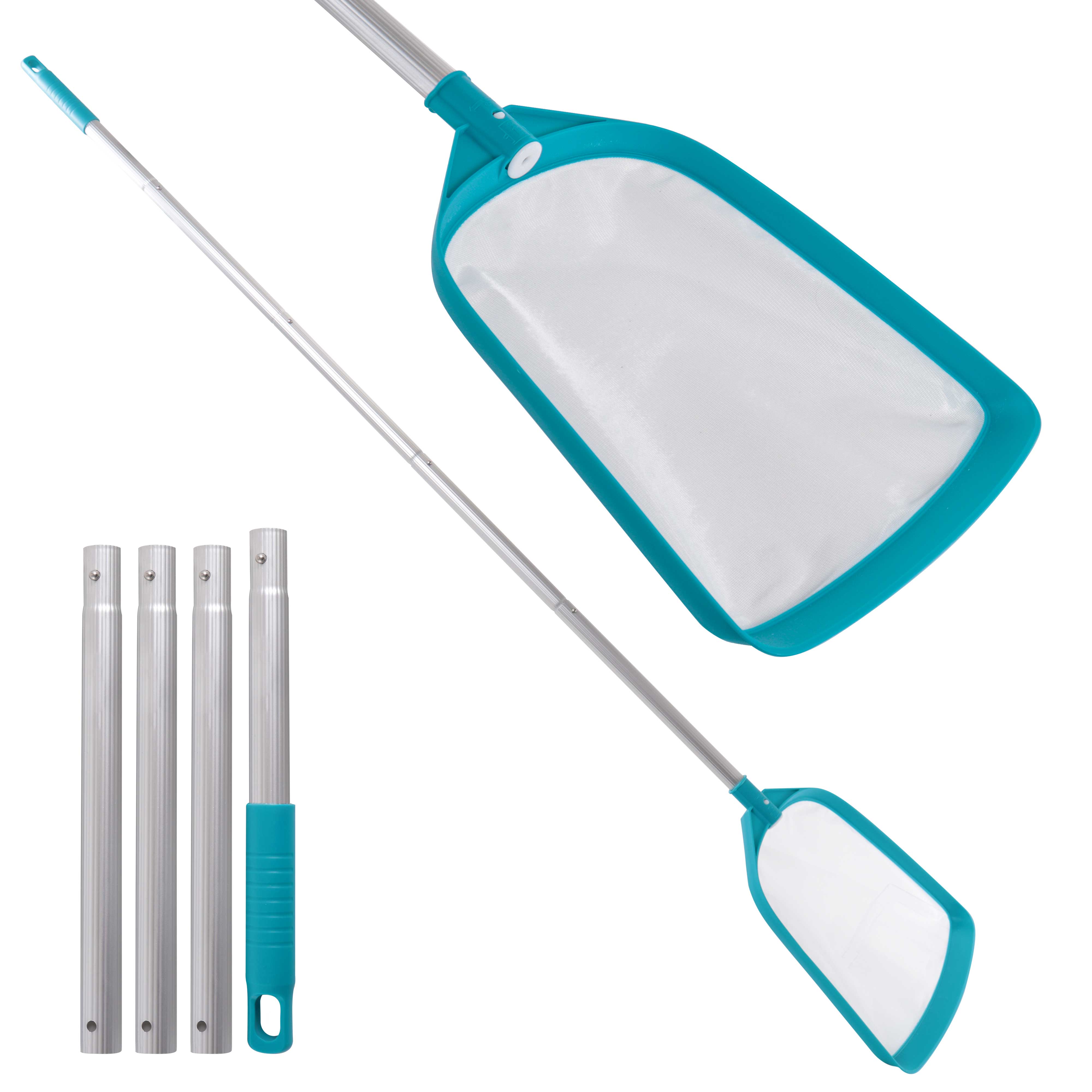 Professional 6 Foot Swimming Pool Leaf Skimmer Net with 5-Section Aluminum Pole | Ultra Fine Mesh for Debris Removal | Perfect for In-Ground & Above Ground Pools