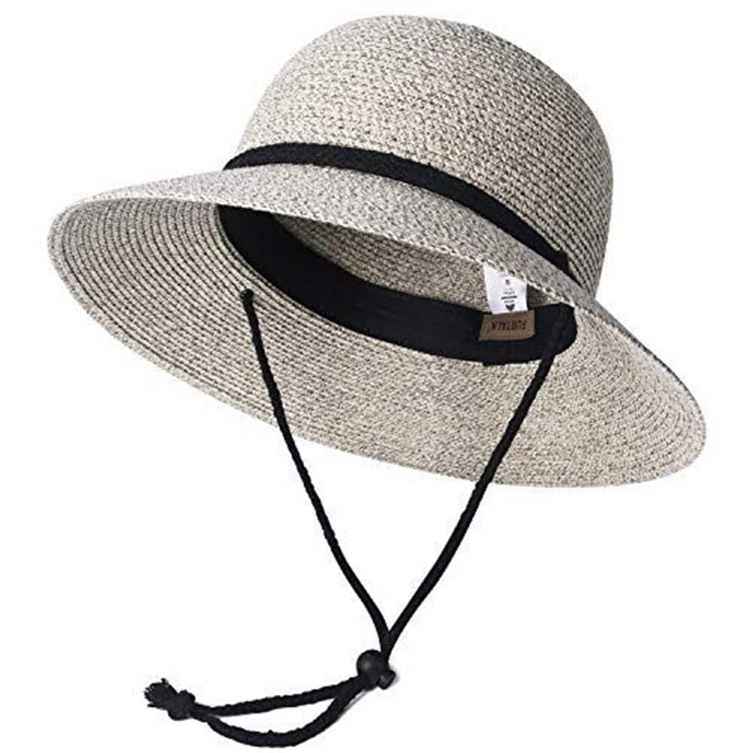 Women's Wide Brim Straw Summer Hat with Wind Lanyard - Foldable Beach Hat for Women - Perfect for Vacation, Poolside, and Outdoor Activities