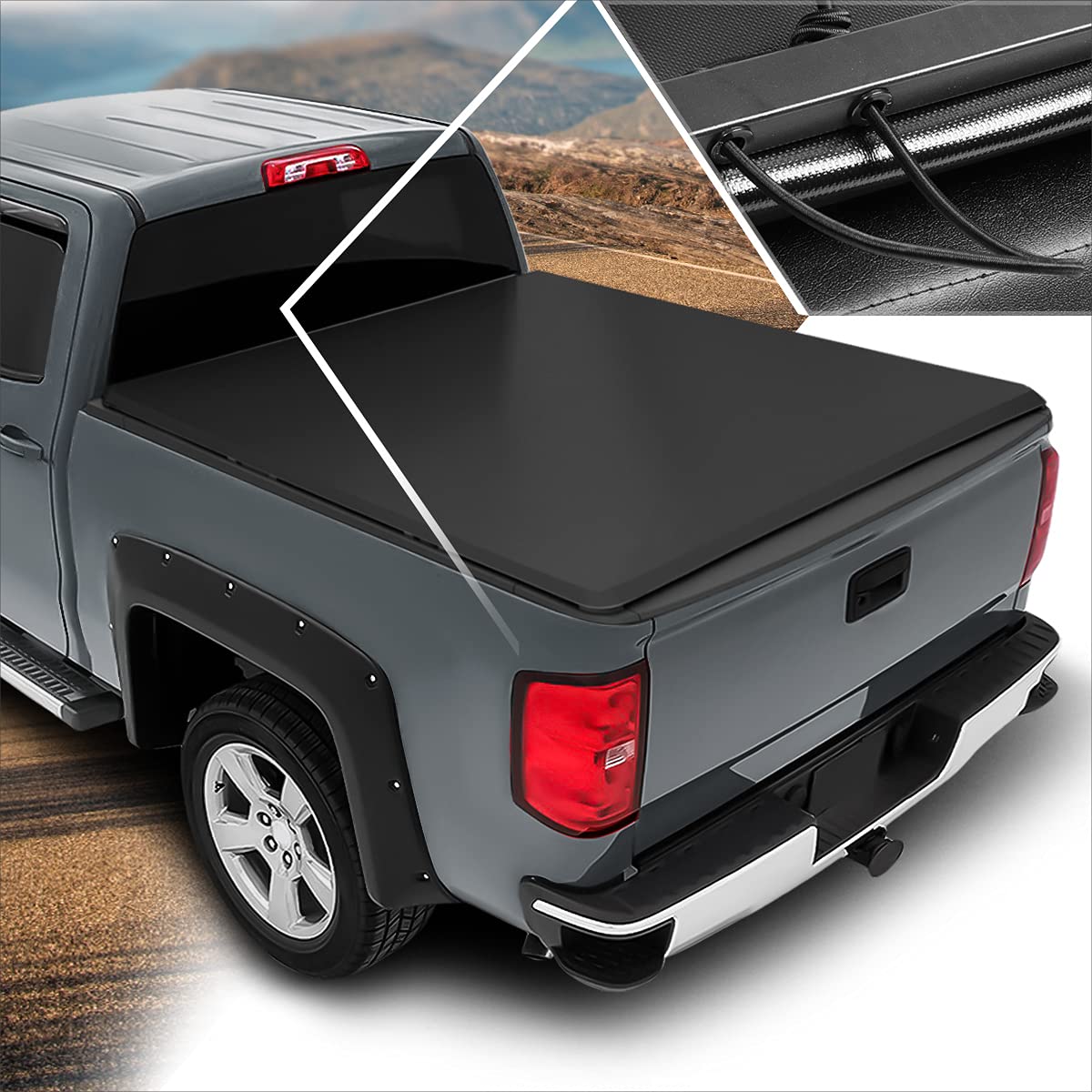 Vinyl Soft Tri-Fold Truck Bed Tonneau Cover for 1989-2004 Toyota Tacoma Pickup 6Ft Styleside Bed | Waterproof & Durable | Perfect for Hauling, Camping & Outdoor Adventures