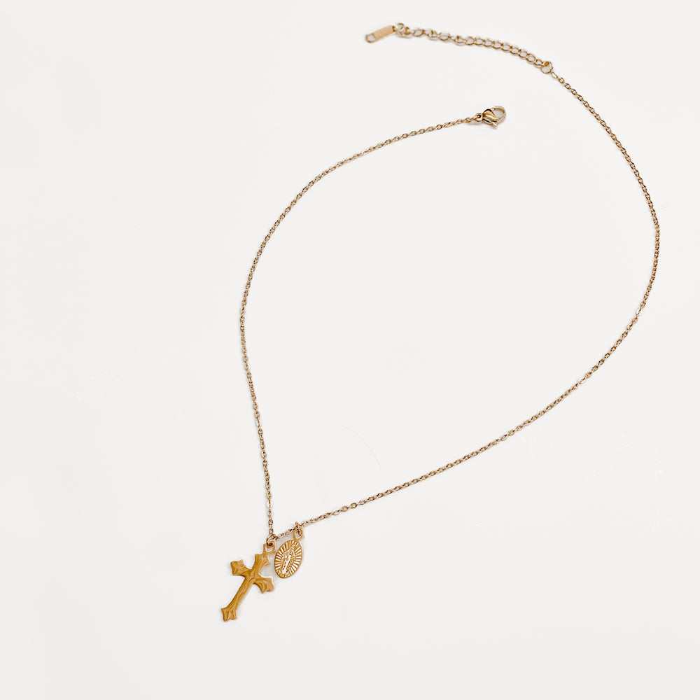 Creator Cross Gold Charm Necklace - Elegant Religious Jewelry for Women, 14K Gold Plated Pendant, Perfect Gift for Baptism, Confirmation & Everyday Wear