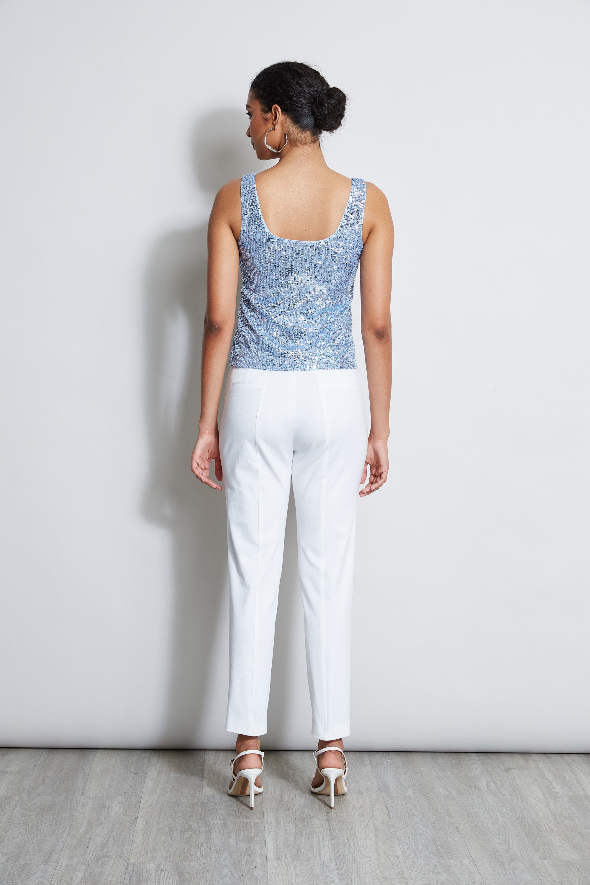 Sparkling Sequin Tank Top for Women - Crystal Blue Glitter Party Shirt | Perfect for Night Out, Club Wear, and Festive Occasions