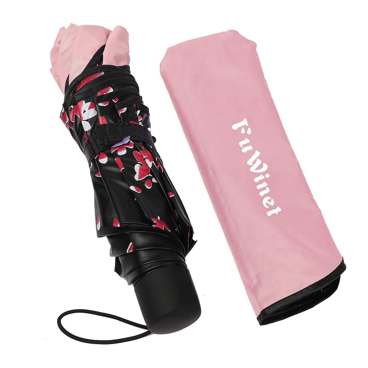 Windproof & UV Protection Cherry Blossom Folding Umbrella - Compact Travel Umbrella for Rain & Sun Shade - Perfect for Commuting, Outdoor Events & Travel Accessories