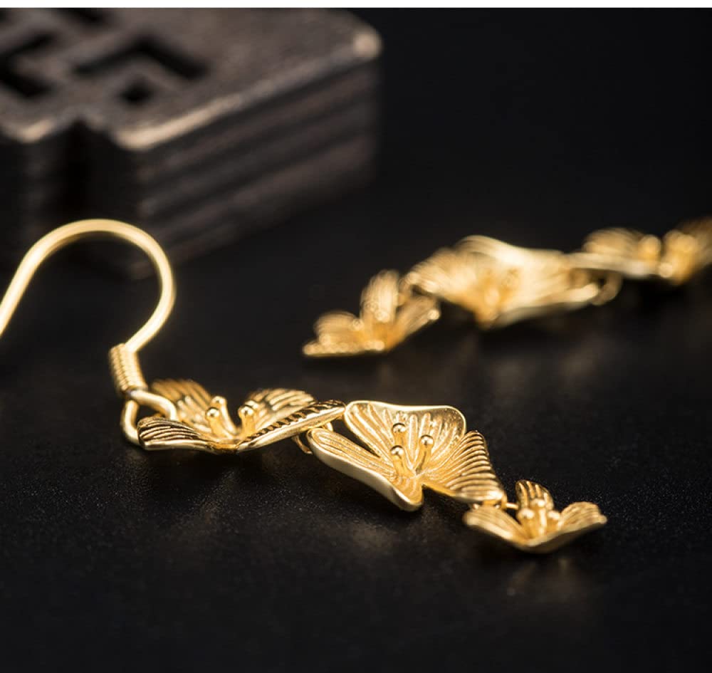 925 Sterling Silver Floral Dangle Earrings for Women - Gold Plated Elegant Hook Earrings with Gift Box - Perfect for Parties, Weddings & Everyday Wear