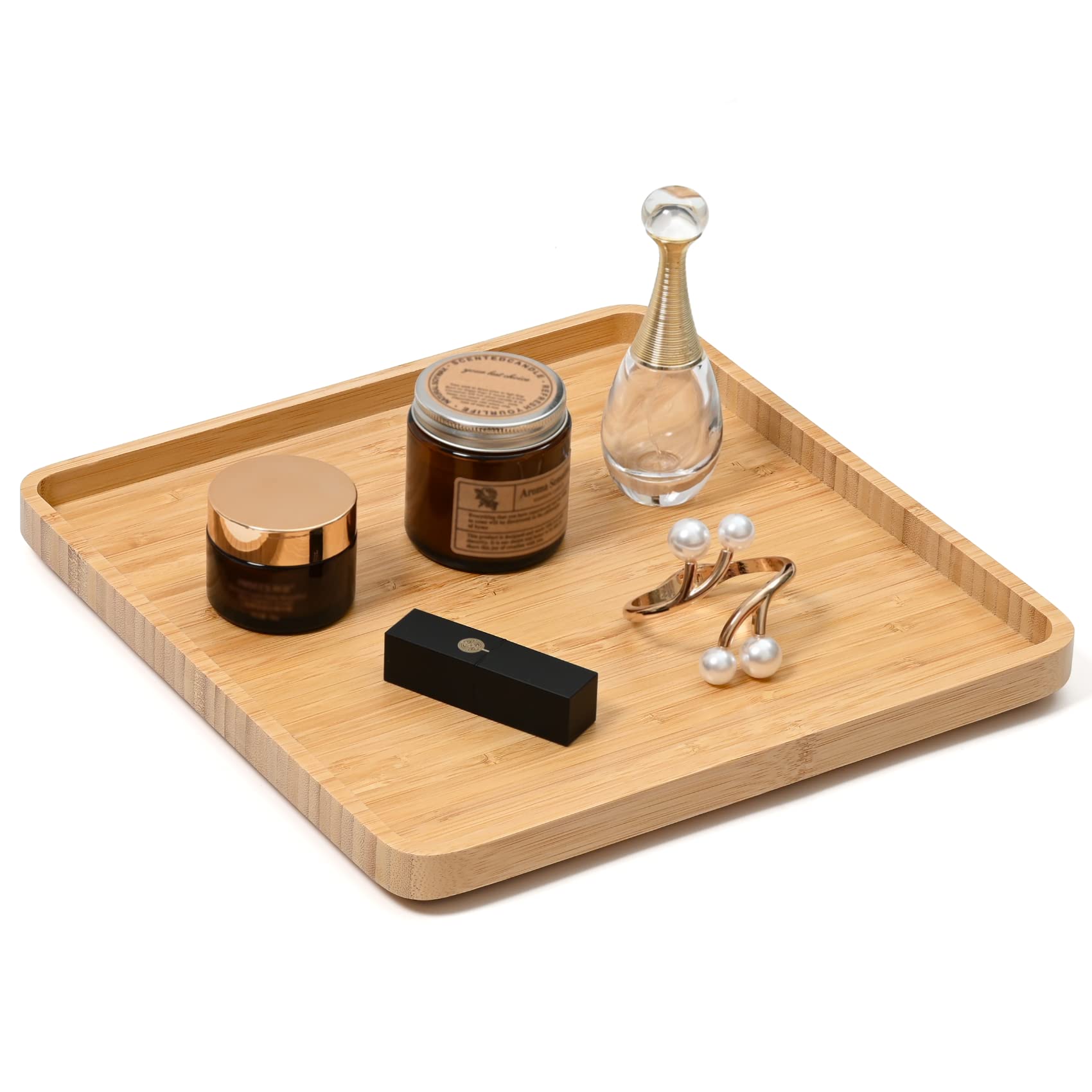 Bamboo Bathroom Counter Tray Organizer - 12x12x1 Inch Vanity Tray for Home, Kitchen & Bathroom Decor - Perfect for Jewelry, Makeup & Soap Storage