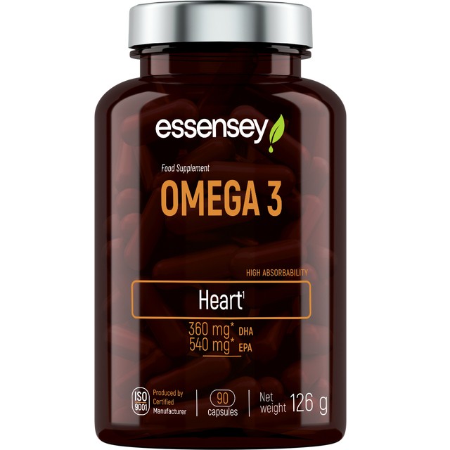 Essensey Omega 3 Fish Oil Supplement - 90 Softgel Capsules for Heart, Brain & Joint Health - Supports Cognitive Function & Cardiovascular Wellness - Perfect for Daily Nutrition & Active Lifestyle