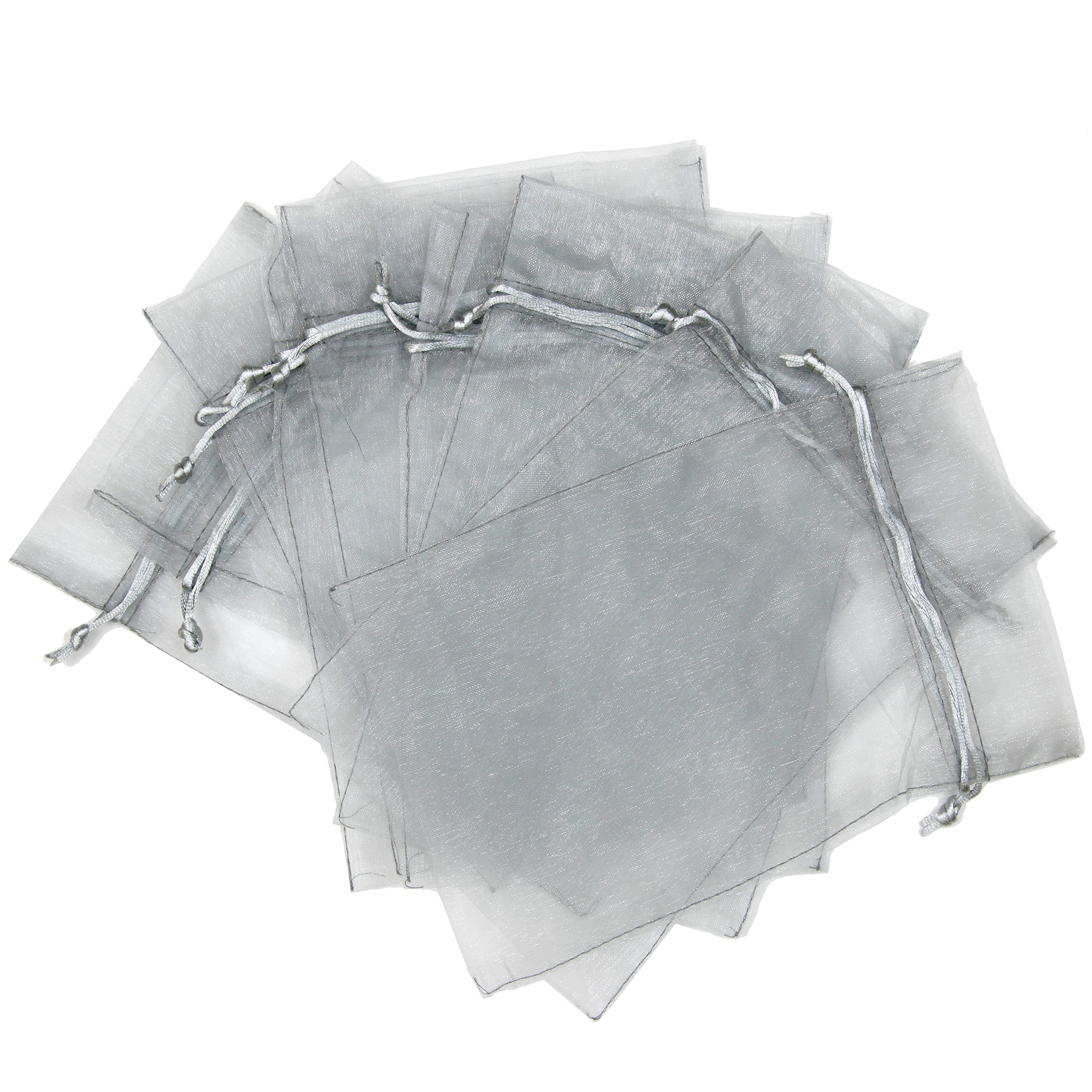 30 Silver Designer Organza Fabric Gift Bags 6.75