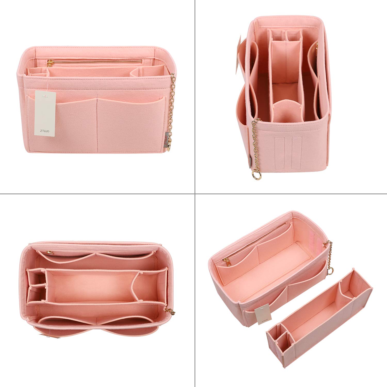 Premium Felt Purse Organizer Insert with Zipper & Sewn Bottom - 6 Sizes for Louis Vuitton Speedy, Neverfull, Graceful Handbags | Perfect for Travel, Work & Daily Organization