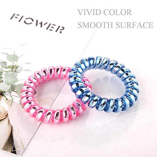 FAMEZA Spiral Hair Ties - No Crease Elastic Coil Hair Bands for Women & Girls (10 Pack) | Soft Phone Cord Hair Accessories for Workout, Yoga, School & Everyday Use