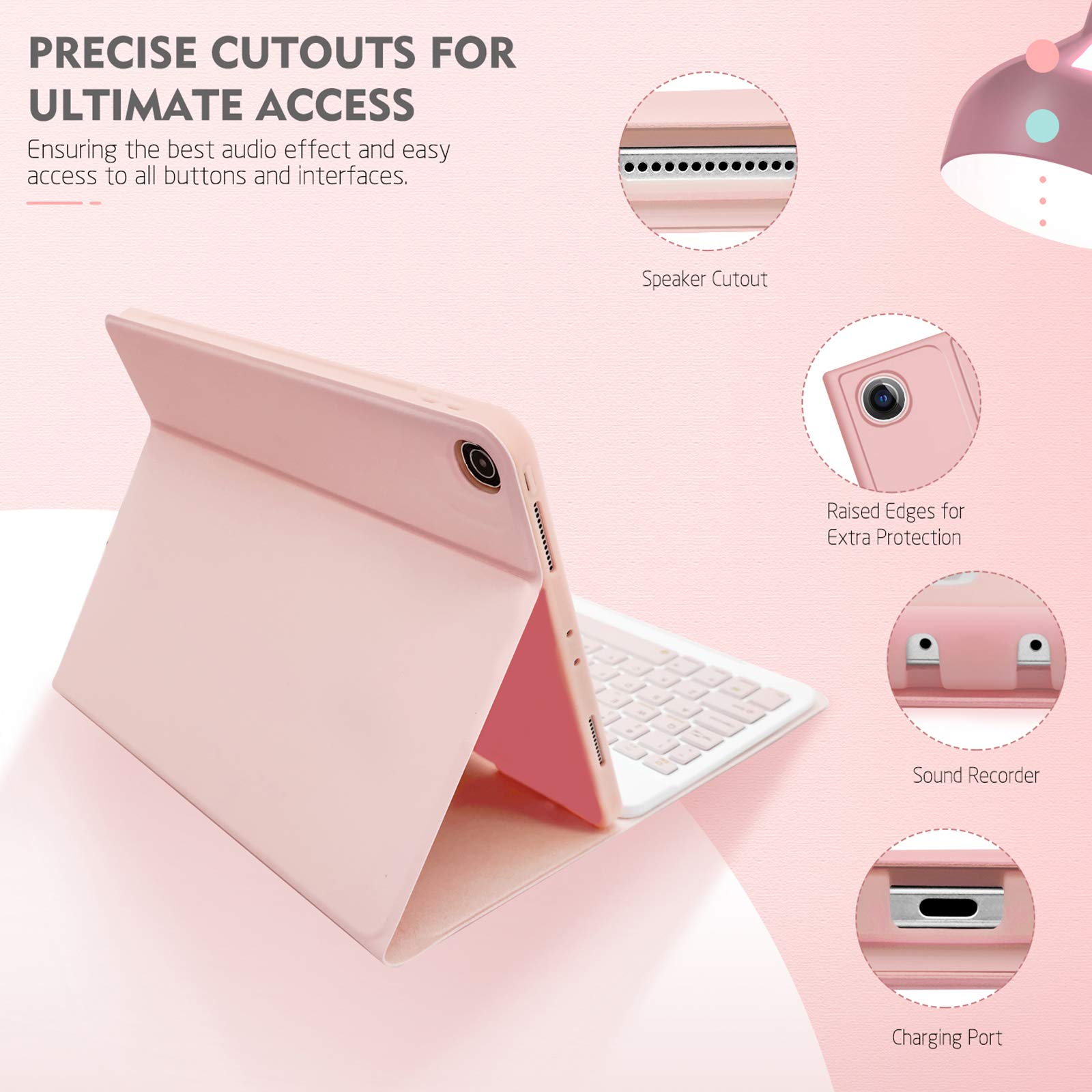 iPad 9th/8th/7th Gen Keyboard Case (2021/2020/2019) - 10.2 Inch Protective Cover with Wireless Detachable Keyboard, Pencil Holder & Auto Wake/Sleep | Supports Charging | Purple & Pink Options | Perfect for Work, Study & Travel