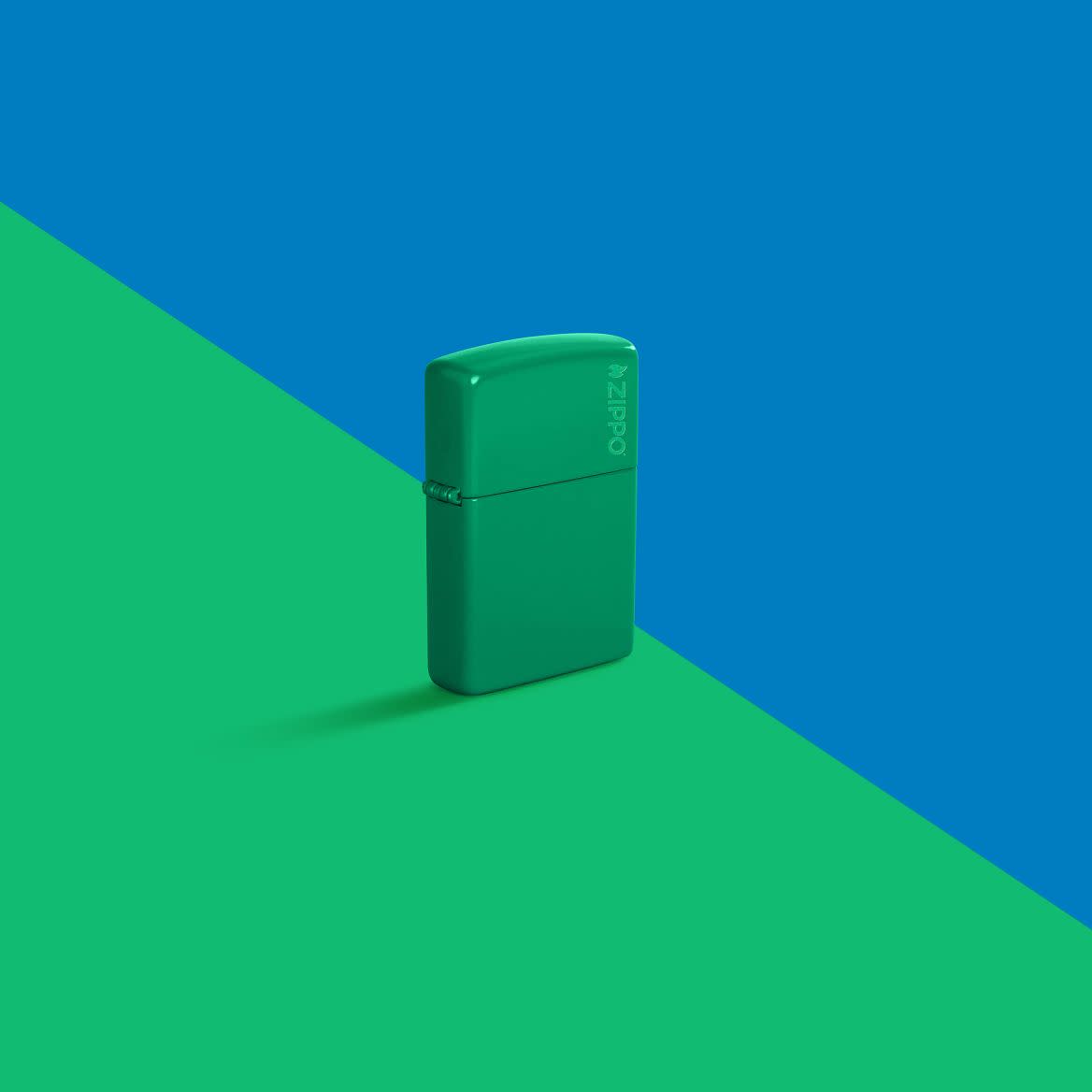Classic Grass Green Matte Zippo Lighter with Logo - Windproof Refillable Metal Lighter for Outdoor Camping, Hiking & Everyday Carry (EDC)