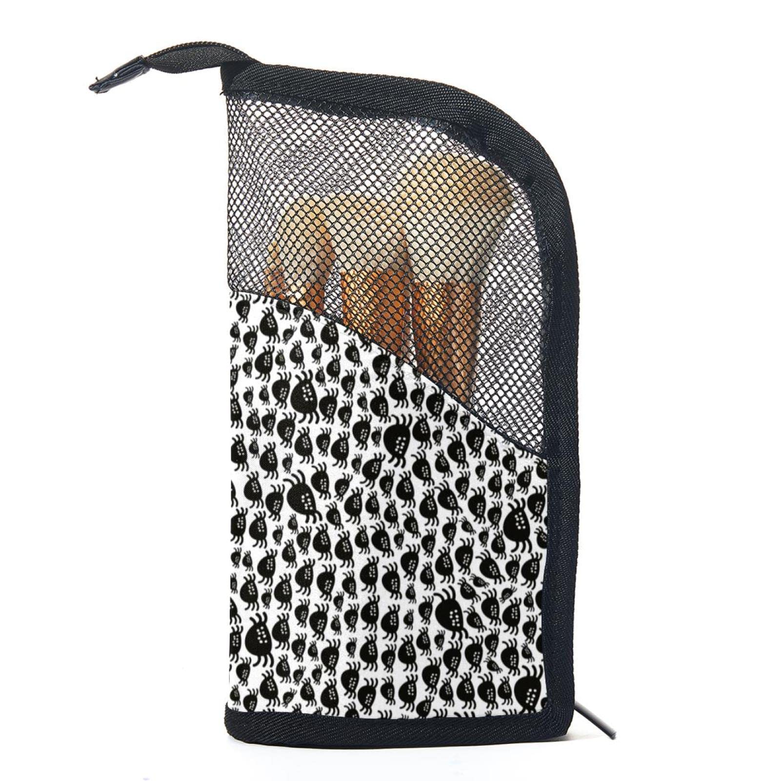 12-Piece Makeup Brush Organizer Bag with Abstract Spider Floral Design - Portable Cosmetic Brush Holder Case for Travel & Home Storage | Perfect for Makeup Artists & Beauty Enthusiasts