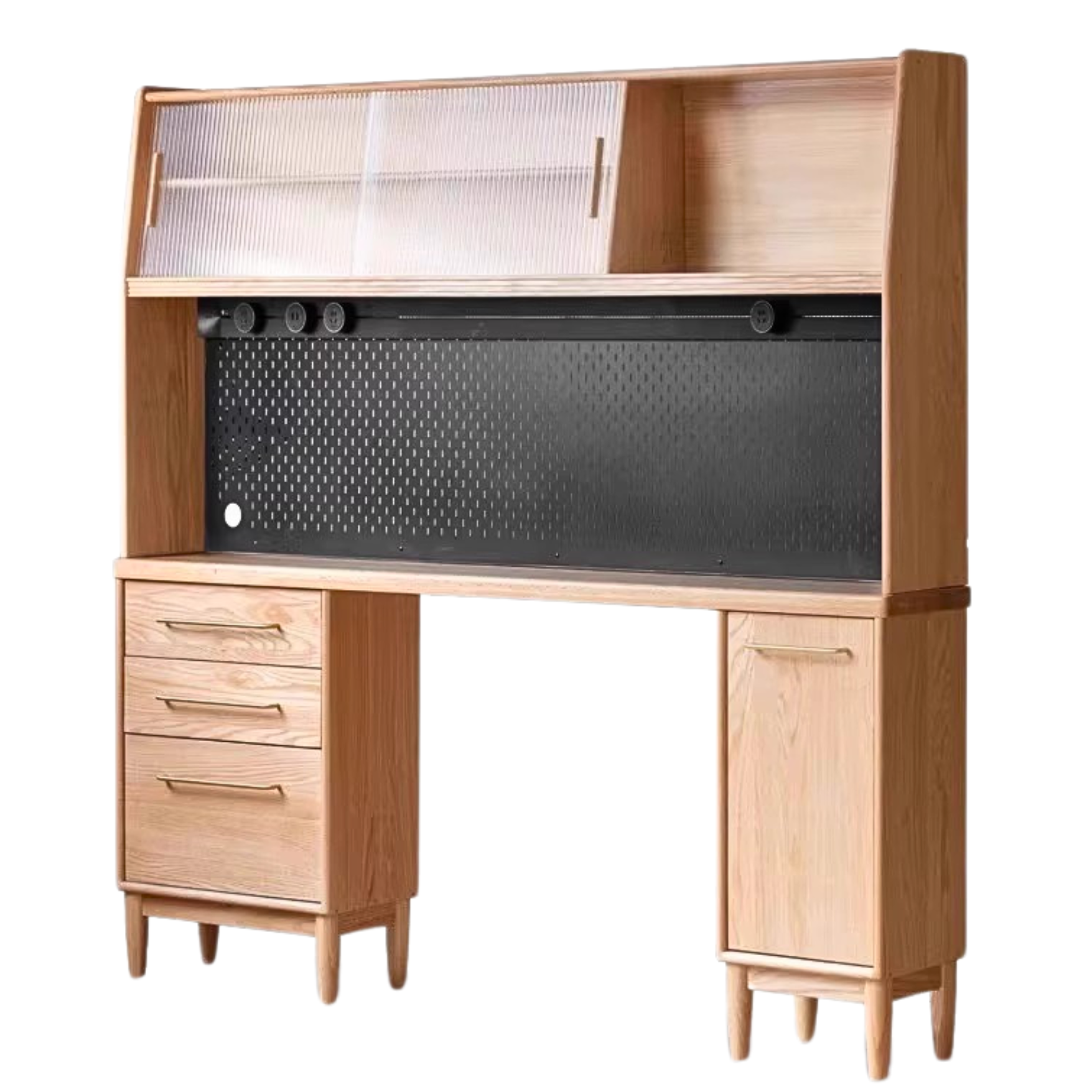 70.9x15.7x73.2 inch / 180x40x186.5 cm / Natural wood color/ sideboard + upper shelf + Bull electric rail