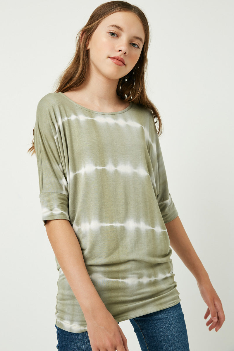 Tie Dye High Low Long Sleeve Dolman Top for Women - Boho Chic Loose Fit Tunic Shirt for Casual Wear, Music Festivals & Beach Cover Up