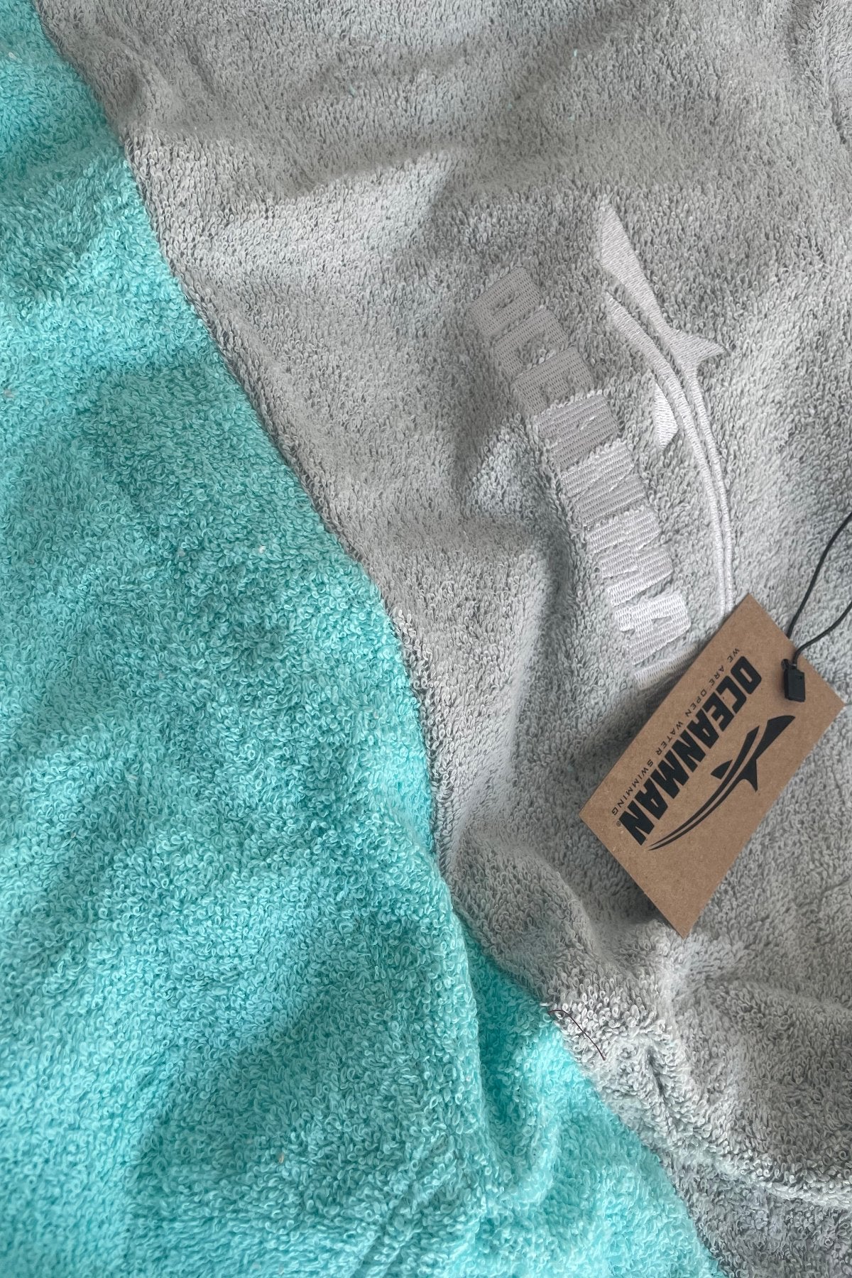 Oceanman Poncho - Turquoise & Grey Waterproof Beach Cover-Up for Women - Perfect for Swimming, Surfing, and Summer Outdoor Activities