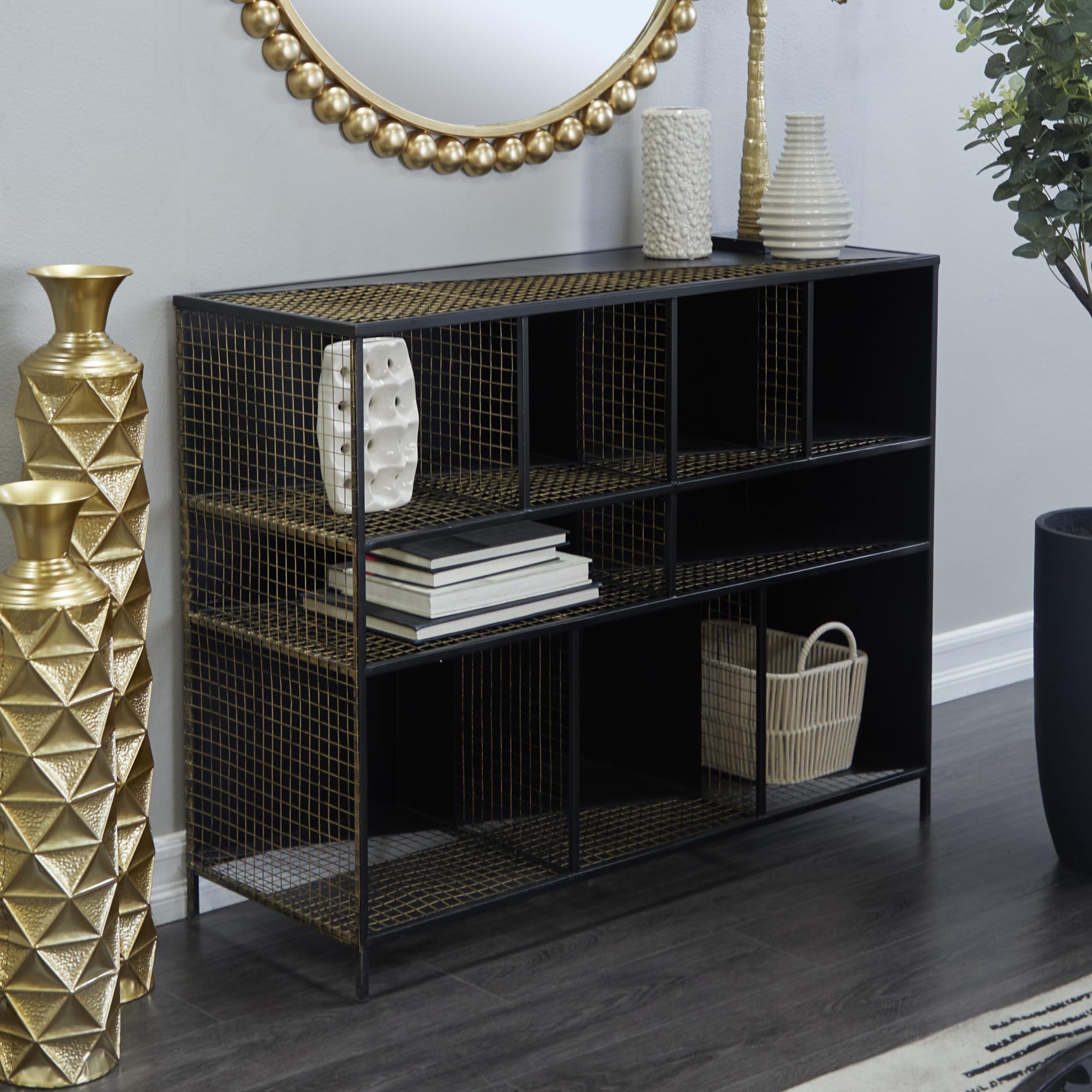 Deco 79 Modern Black Console Table for Entryway - Large Size Hallway Sofa Table with Storage Shelf for Living Room, Bedroom & Office Decor