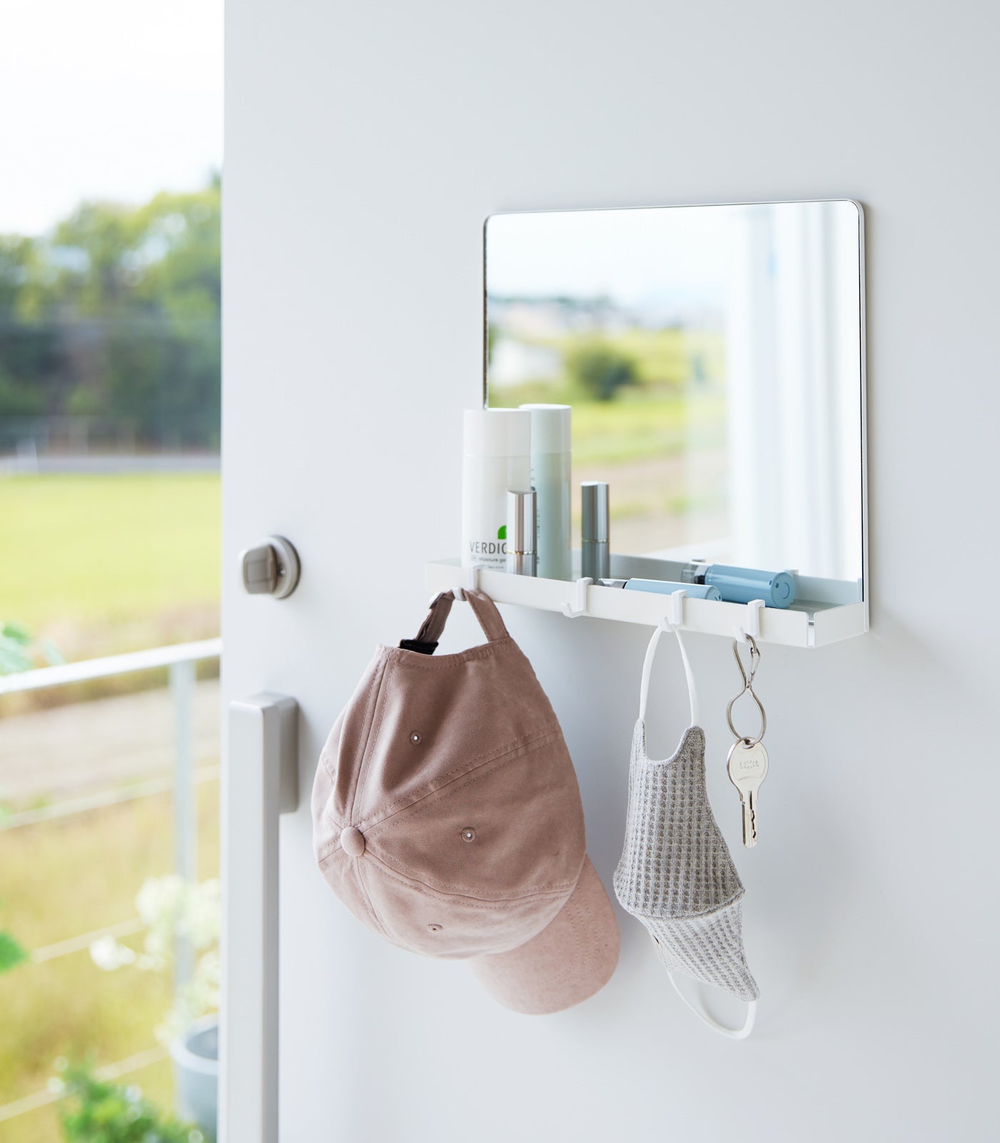 Magnetic Wall Mirror with Storage Shelf - Shatterproof Glass for Bathroom, Bedroom & Vanity Organization | Perfect for Makeup, Jewelry & Small Items