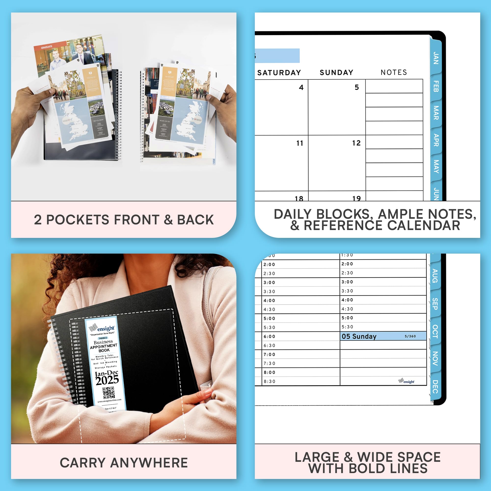 2025 Daily Planner with 30-Minute Time Slots - 6.5 x 8.5 Inch Professional Appointment Book for Business & Personal Use, Weekly/Monthly Calendar Organizer Jan-Dec 2025 (Blue) - Perfect for Office Scheduling, Time Management & Goal Tracking
