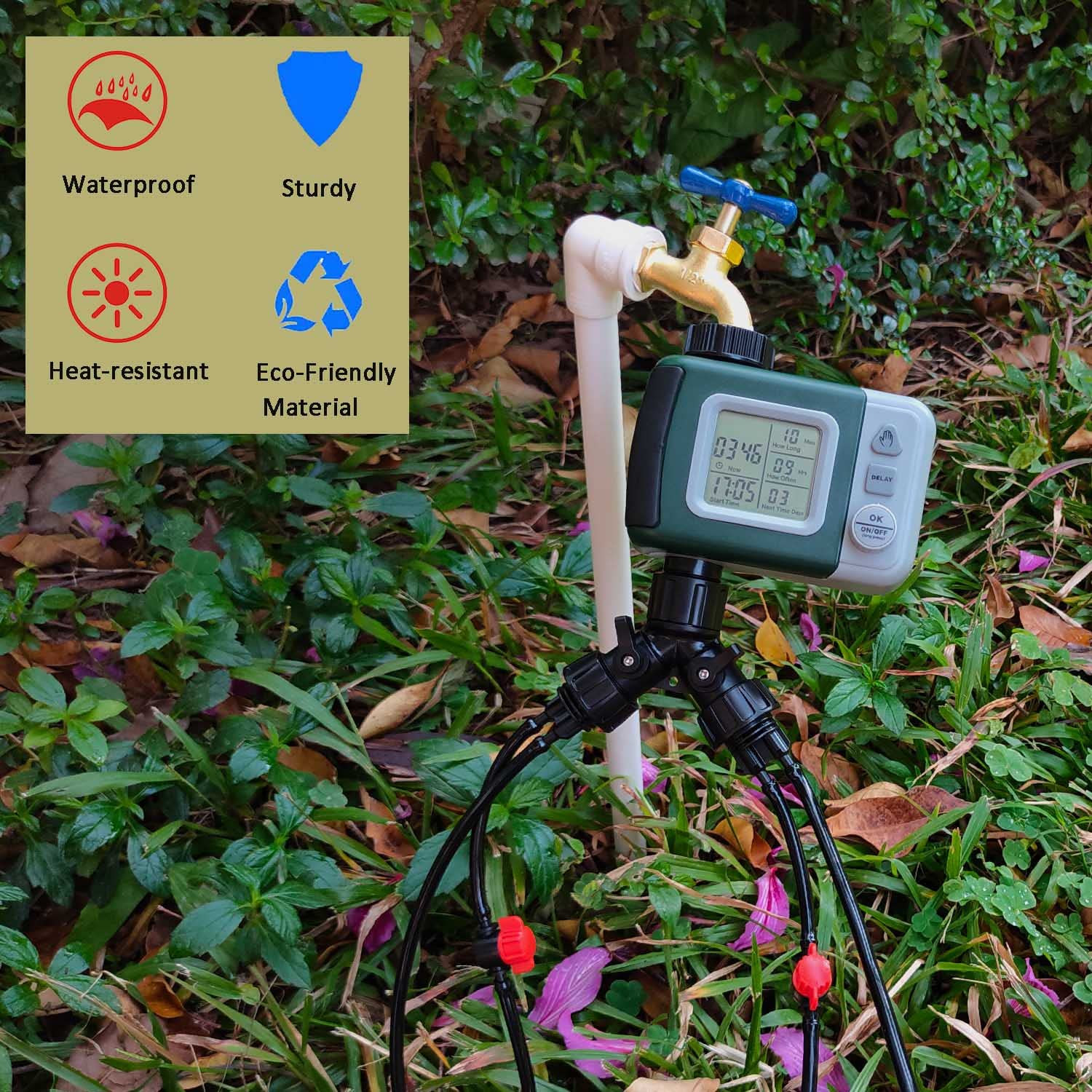 **Automatic Drip Irrigation Kit with Water Timer – 65.5FT 1/4