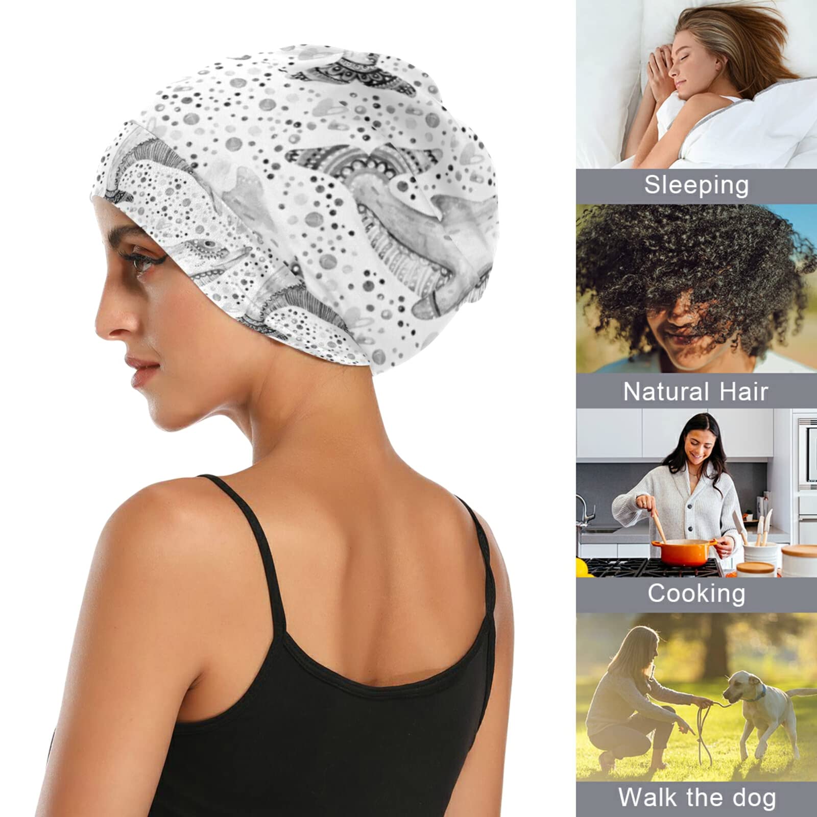 Slouchy Beanie Sleep Cap - Lightweight & Cozy Night Cap for Women & Men - Soft Head Cover for Sleeping, Travel & Cold Weather