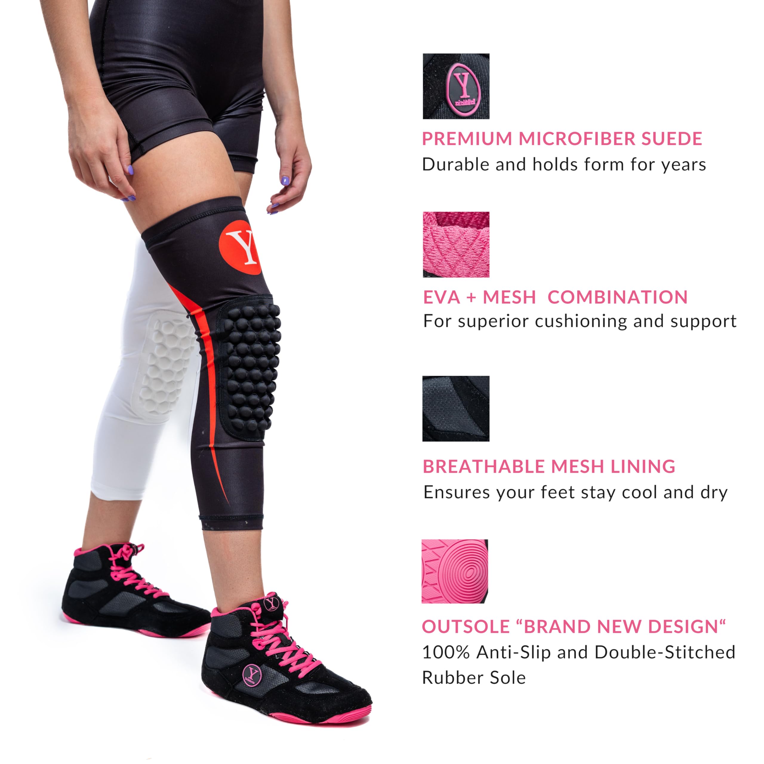 Defiant2 Women's Wrestling Shoes - 100% Anti-Slip Rubber Sole, Lightweight Boxing Shoes for Women | Durable MMA, Powerlifting & Weightlifting Training Shoes (Women's Sizes) - Perfect for Gym, Competition & Martial Arts Practice