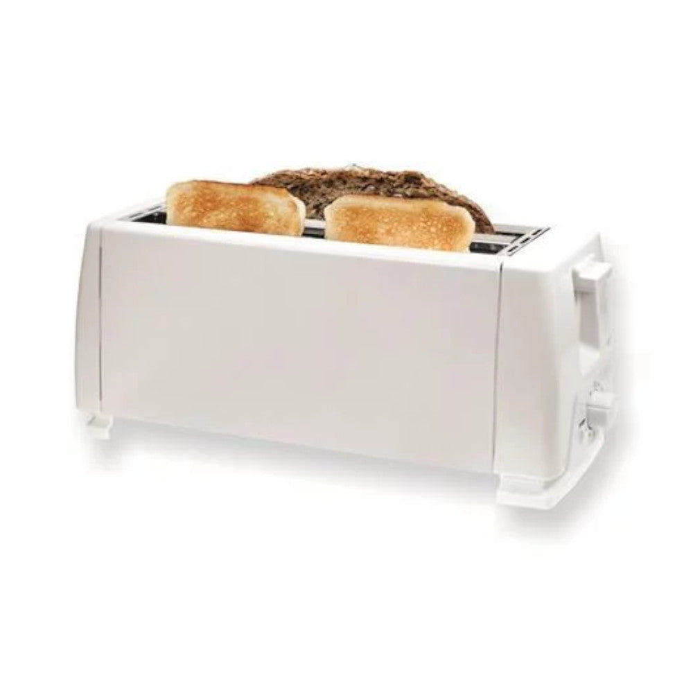 HAUZ ATS4463 4-Slice Toaster with Extra Long Slots - Stainless Steel White - Perfect for Bagels, Thick Slices & Artisan Breads - Ideal for Breakfast, Brunch & Family Dining
