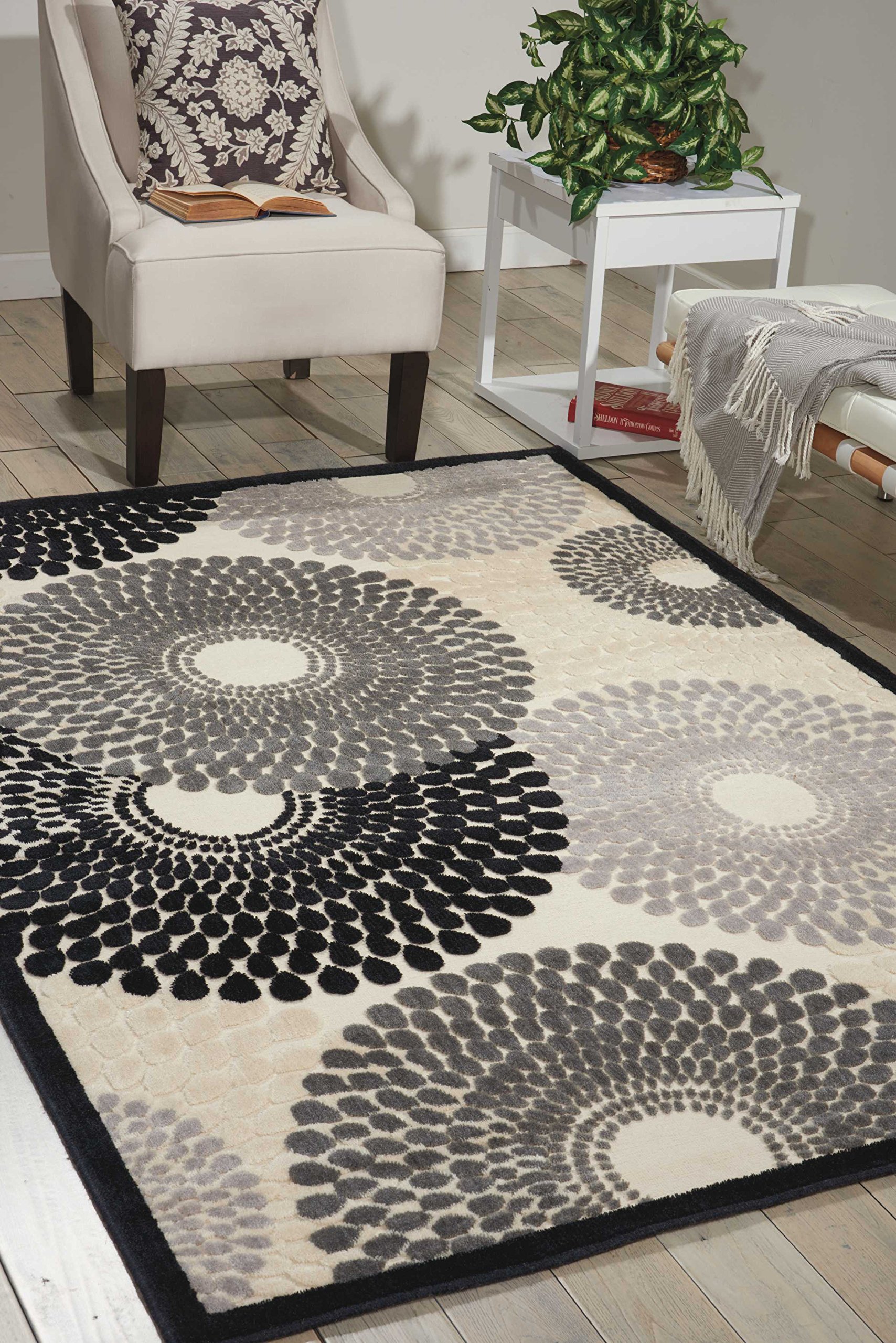 Nourison Graphic Illusions Mid-Century Modern 8x11 Area Rug - Easy Clean, Non-Shedding Parchment Design for Living Room, Bedroom & Dining Room | Perfect for Contemporary Homes & High-Traffic Areas