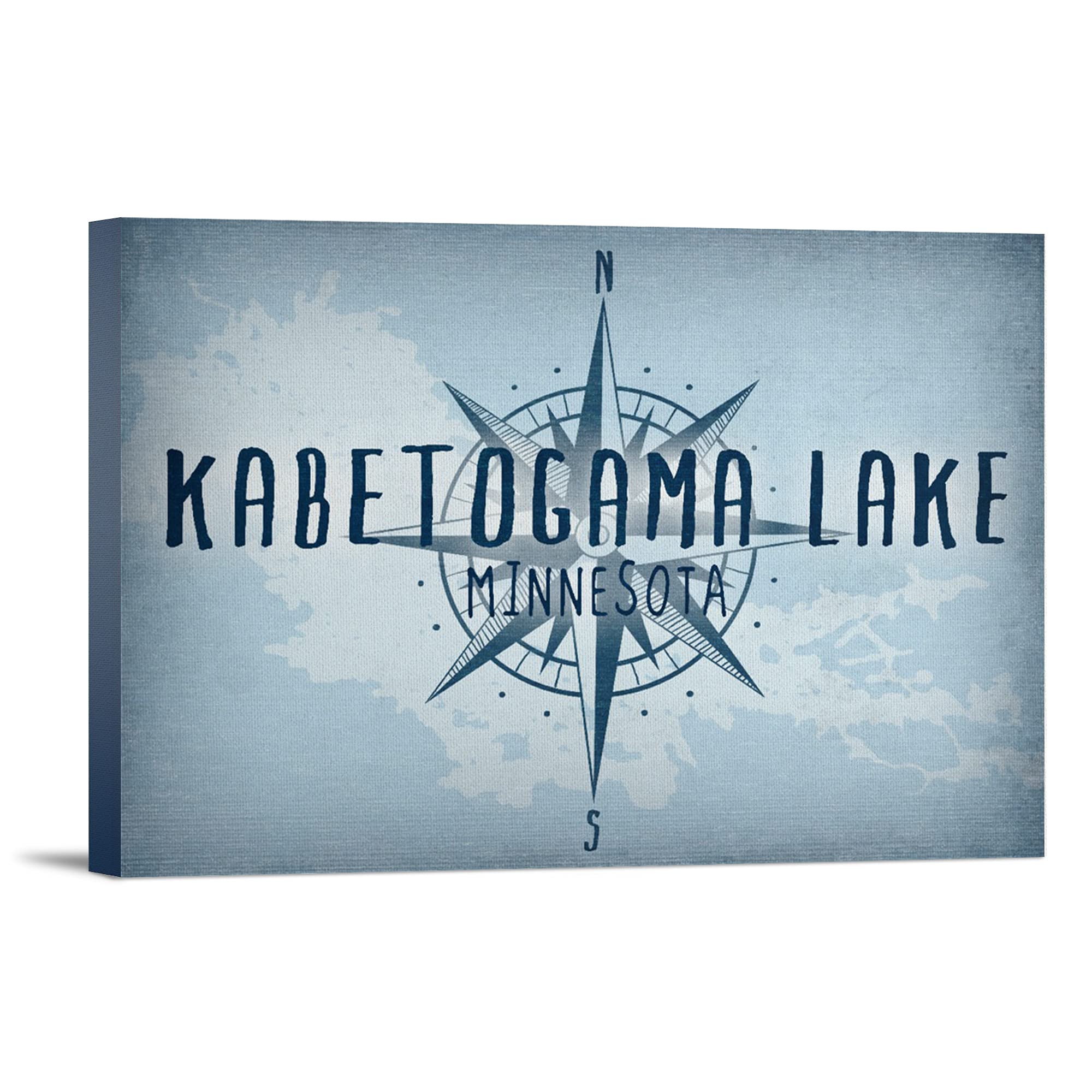 Kabetogama Lake Minnesota Wall Art - 36x24 Gallery Wrapped Canvas Print - Lake and Compass Design - Perfect for Cabin Decor, Lake House, or Office Wall Decor