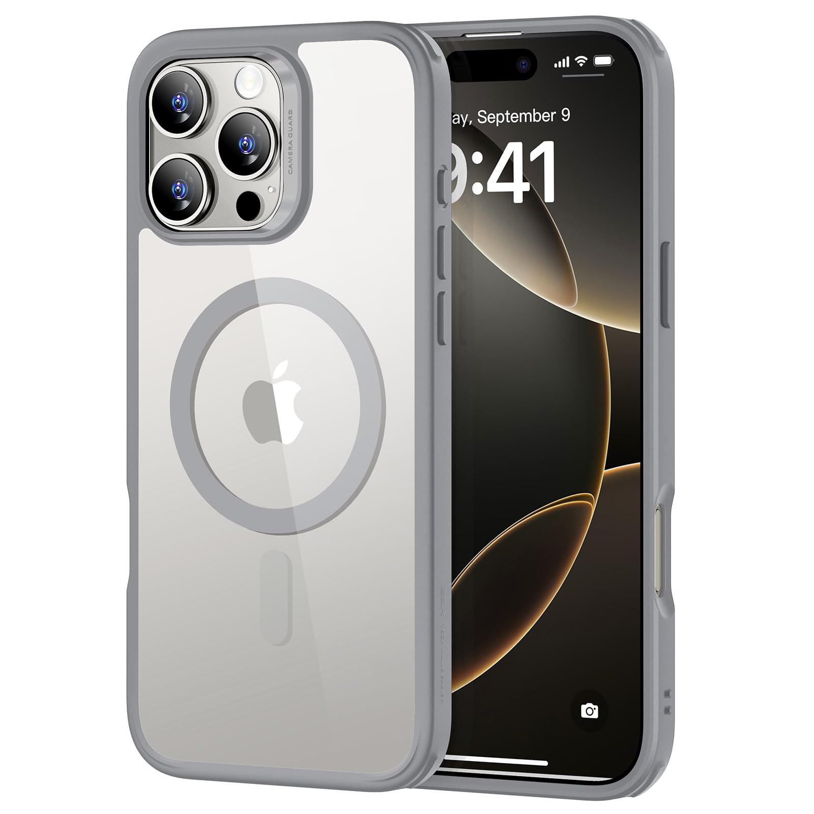ESR for iPhone 16 Pro Case with MagSafe - Military Grade Shockproof Protection | Magnetic Phone Cover | Classic Hybrid HaloLock Clear Grey | Perfect for Outdoor Activities & Daily Use