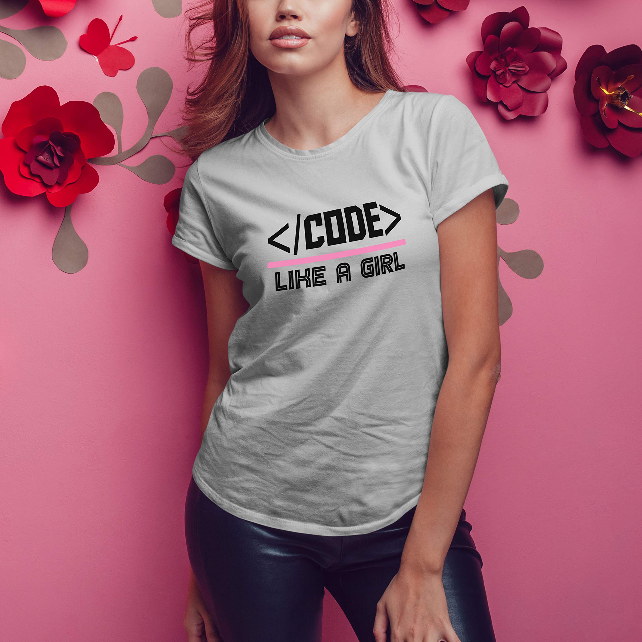 Code Like A Girl Women's Programmer T-Shirt - Funny Coding Tee for Female Developers - Perfect for Tech Conferences & Hackathons