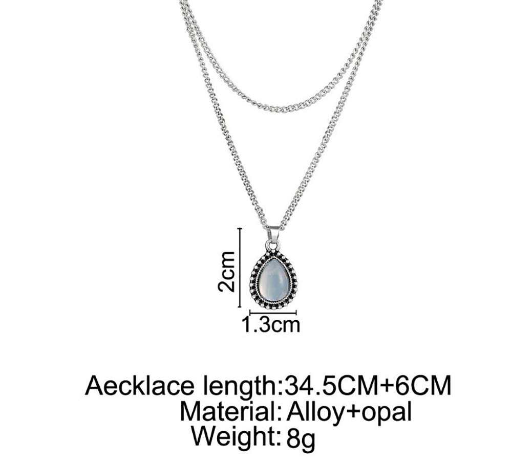 Bohemian Opal Choker Necklace for Women - Layered Teardrop Pendant with Gemstone Charms, Elegant Statement Jewelry for Parties, Weddings & Everyday Wear