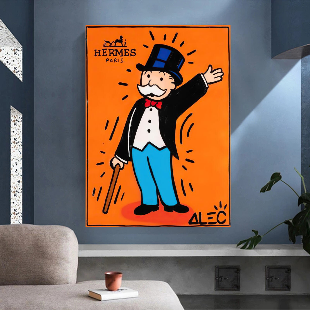 Alec Monopoly Hermes Magician Art Print - Unique Wall Decor for Living Room, Bedroom & Office | Pop Art Canvas Painting for Home & Gift